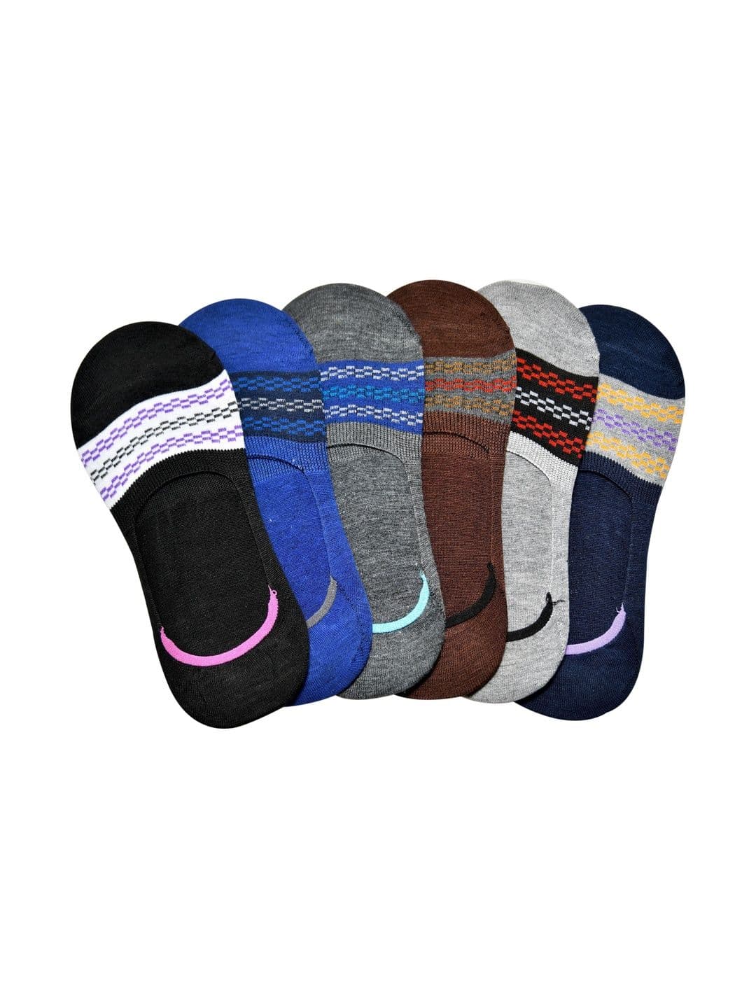 VIPUN Men Pack of 6 Cotton Patterned Shoe Liners Socks - view 1