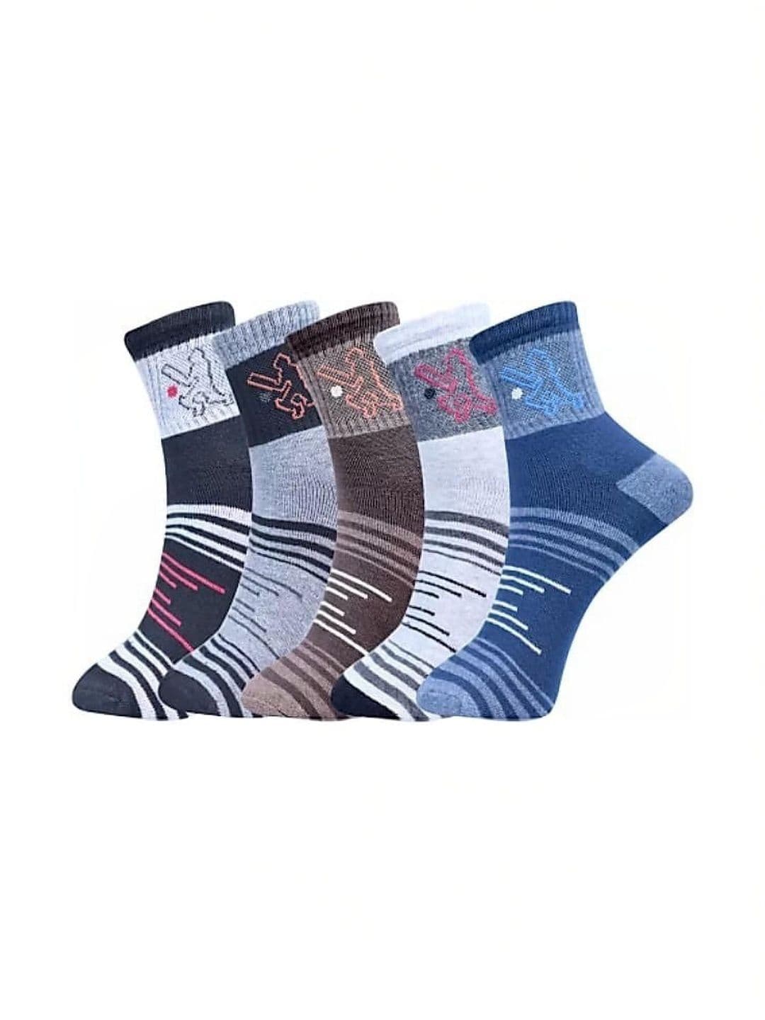 VIPUN Men Pack of 5 Cotton Patterned Above Ankle Socks - view 1