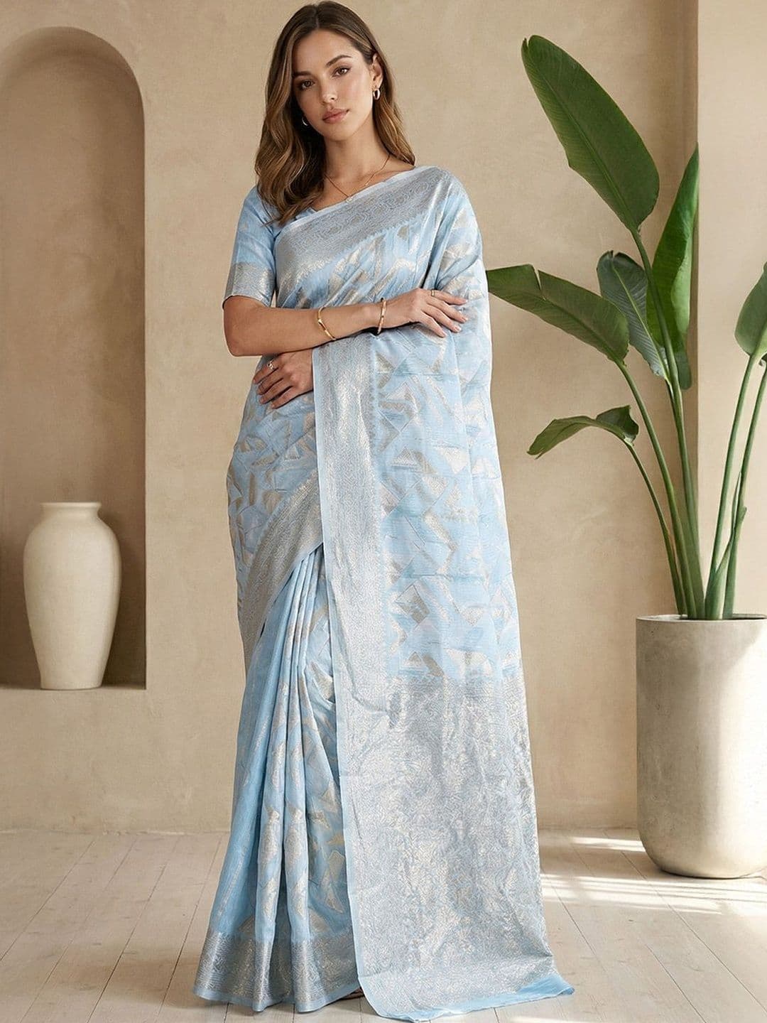 THREAD BOX Woven Design Zari Pure Cotton Handloom Paithani Saree - view 1