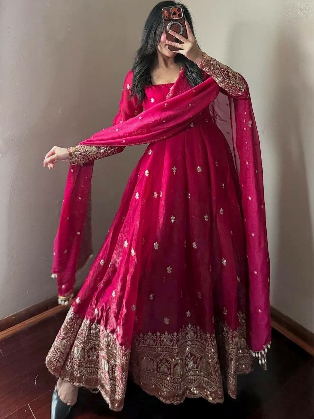 HERE&NOW Women Ethnic Motifs Printed Regular Kurta with Trousers & With Dupatta - view 1