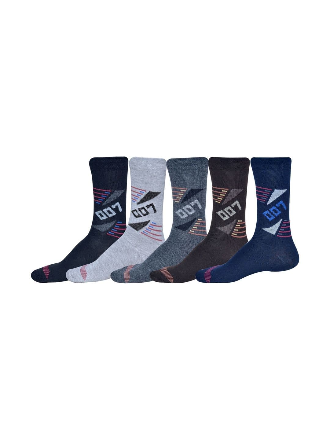 GARUN Men Pack of 5 Cotton Patterned Calf Length Socks - view 1