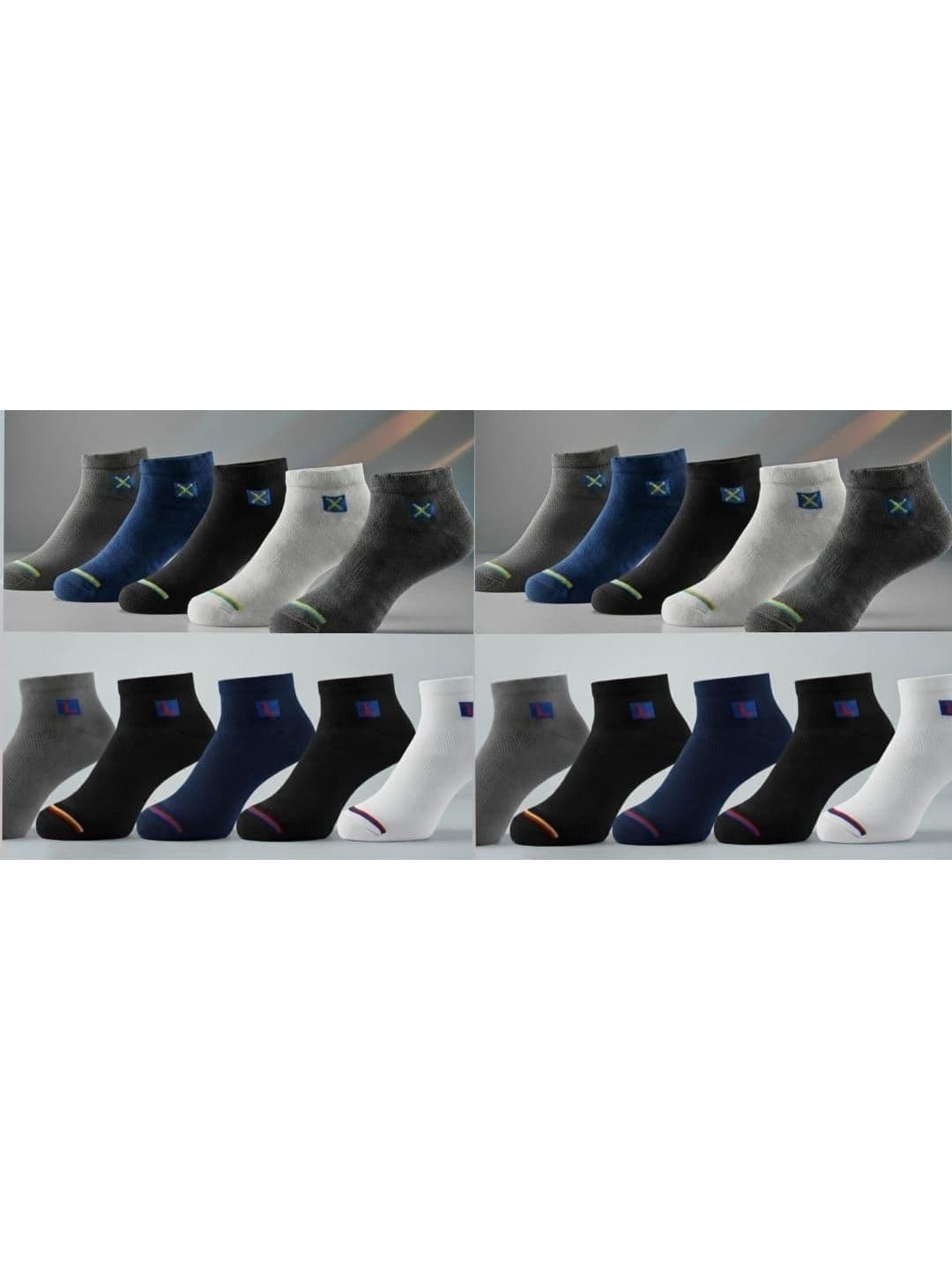 VIPUN Men Pack of 10 Cotton Colourblocked Ankle Length Socks - view 1
