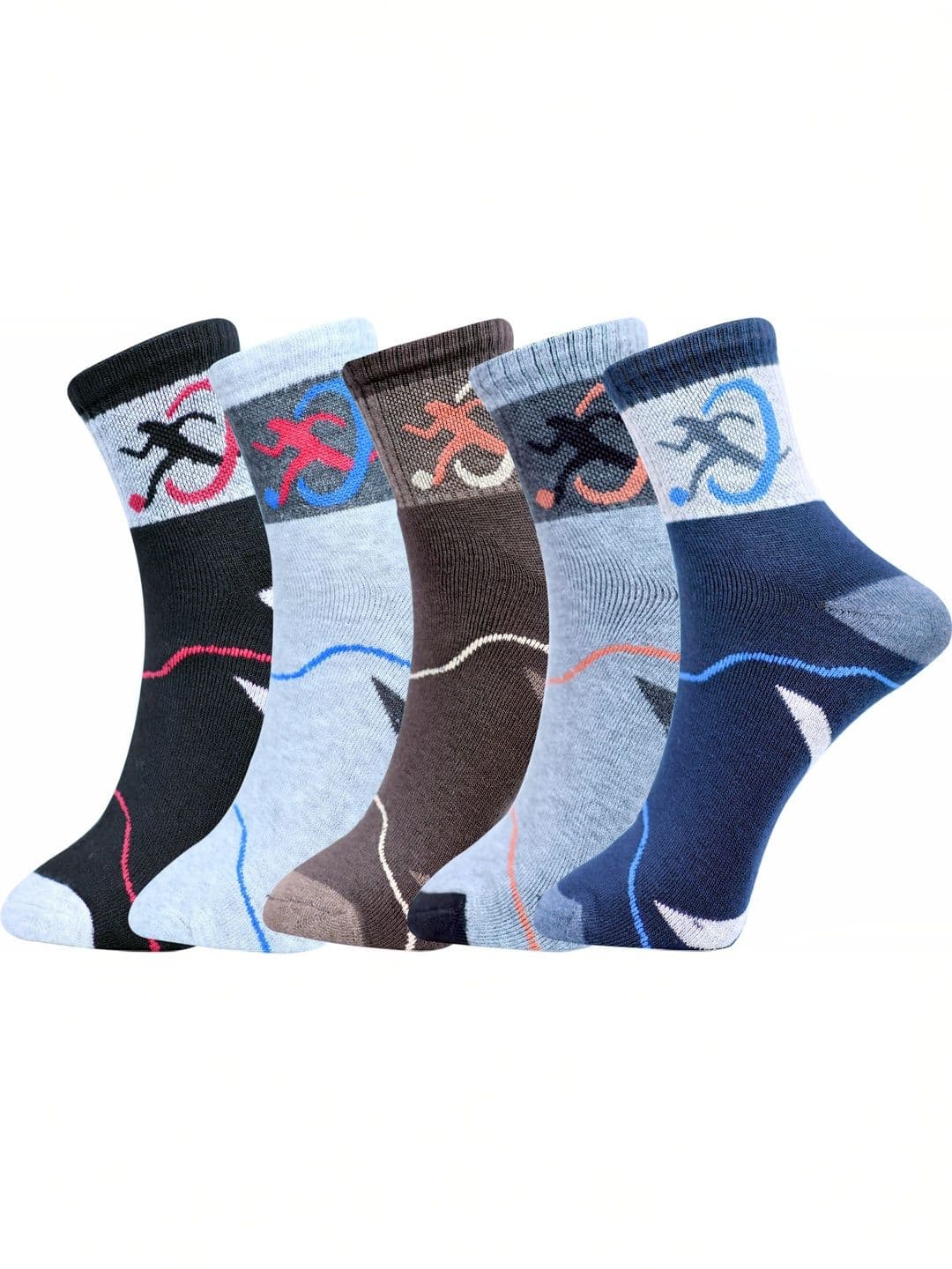 VIPUN Men Pack of 5 Cotton Patterned Ankle Length Socks - view 1