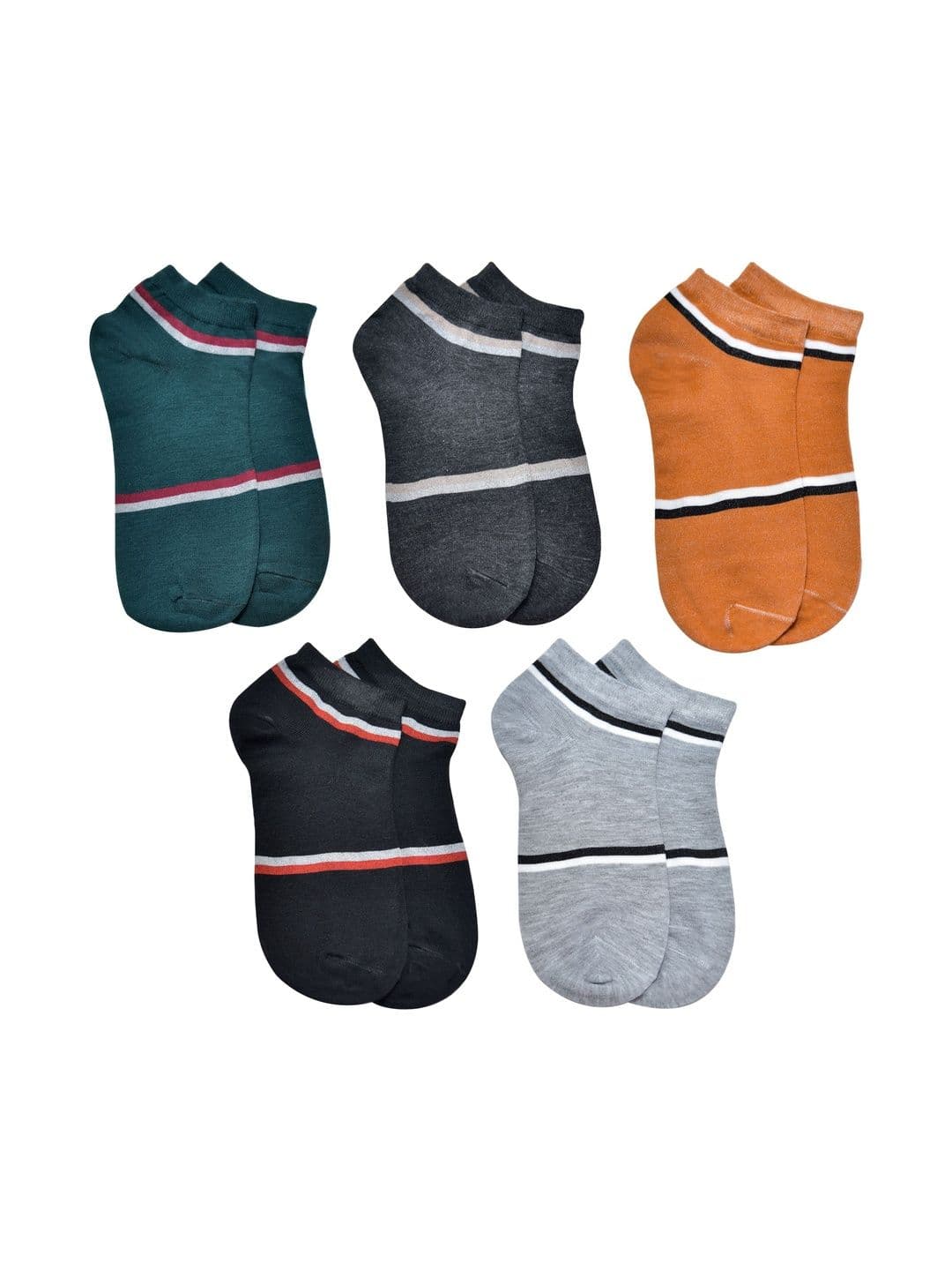 VIPUN Men Pack of 5 Cotton Striped Ankle Length Socks - view 1