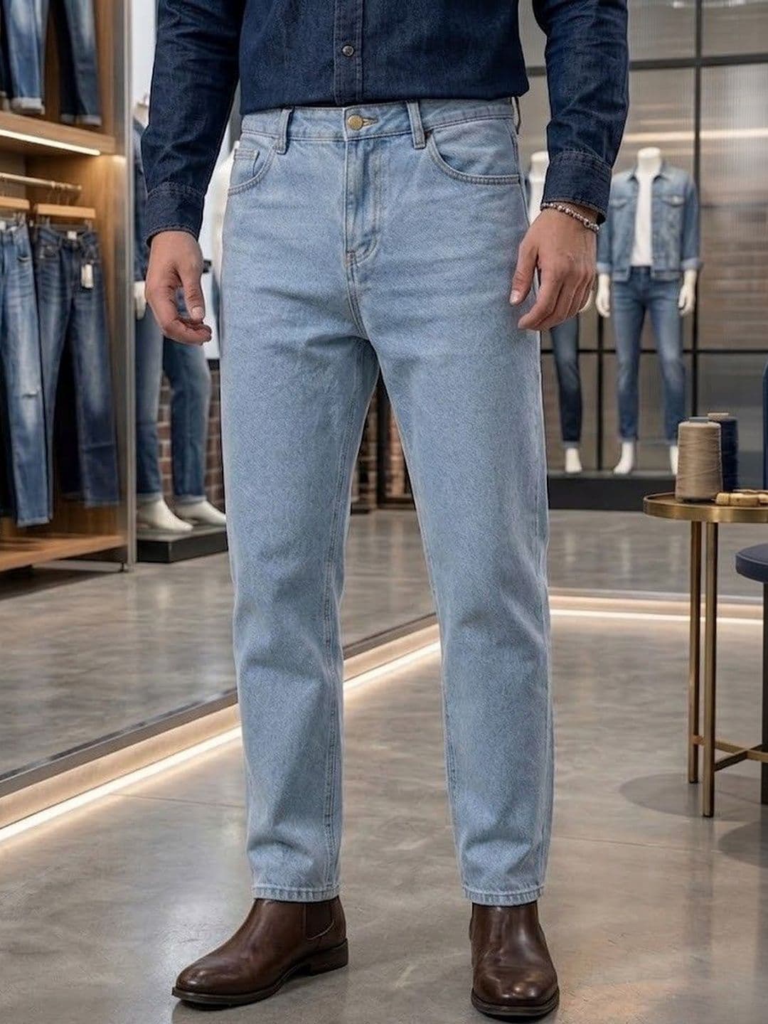 Niffar Fashion Men Mid-Rise Light Fade Applique Jeans - view 1