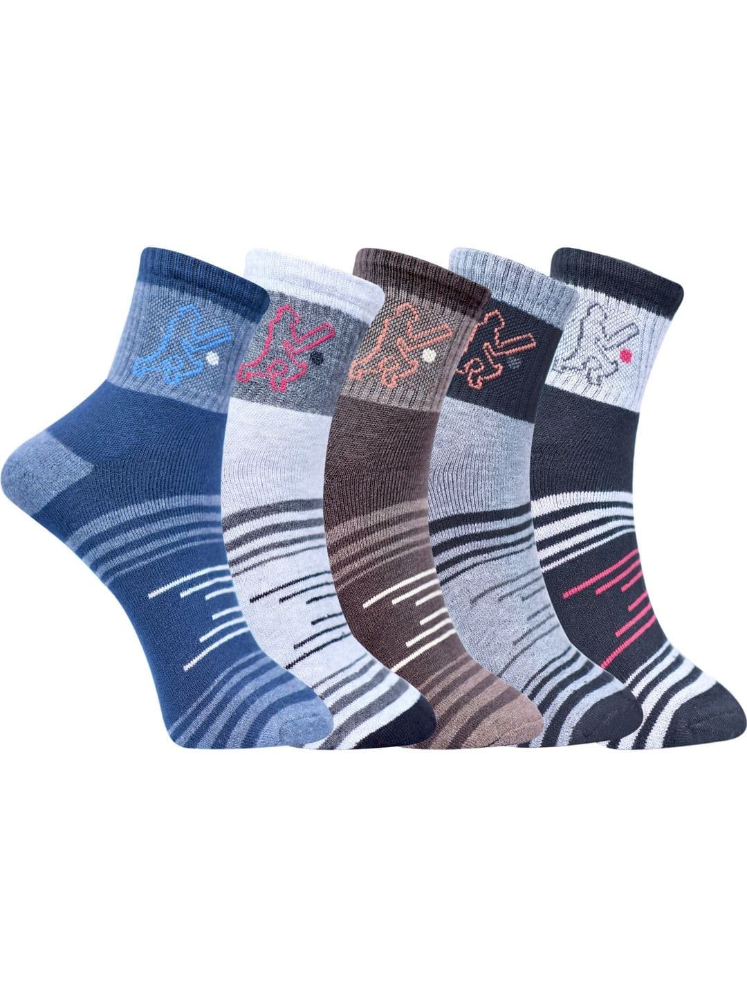 VIPUN Men Pack of 5 Cotton Patterned Ankle Length Socks - view 1