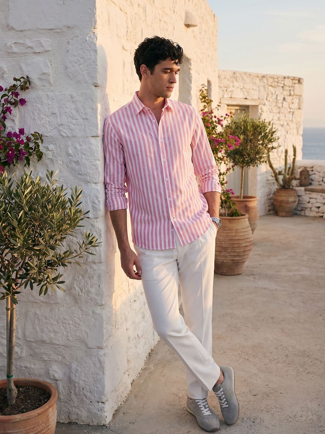 Mast & Harbour Striped Pure Cotton Relaxed Fit Shirt - view 1