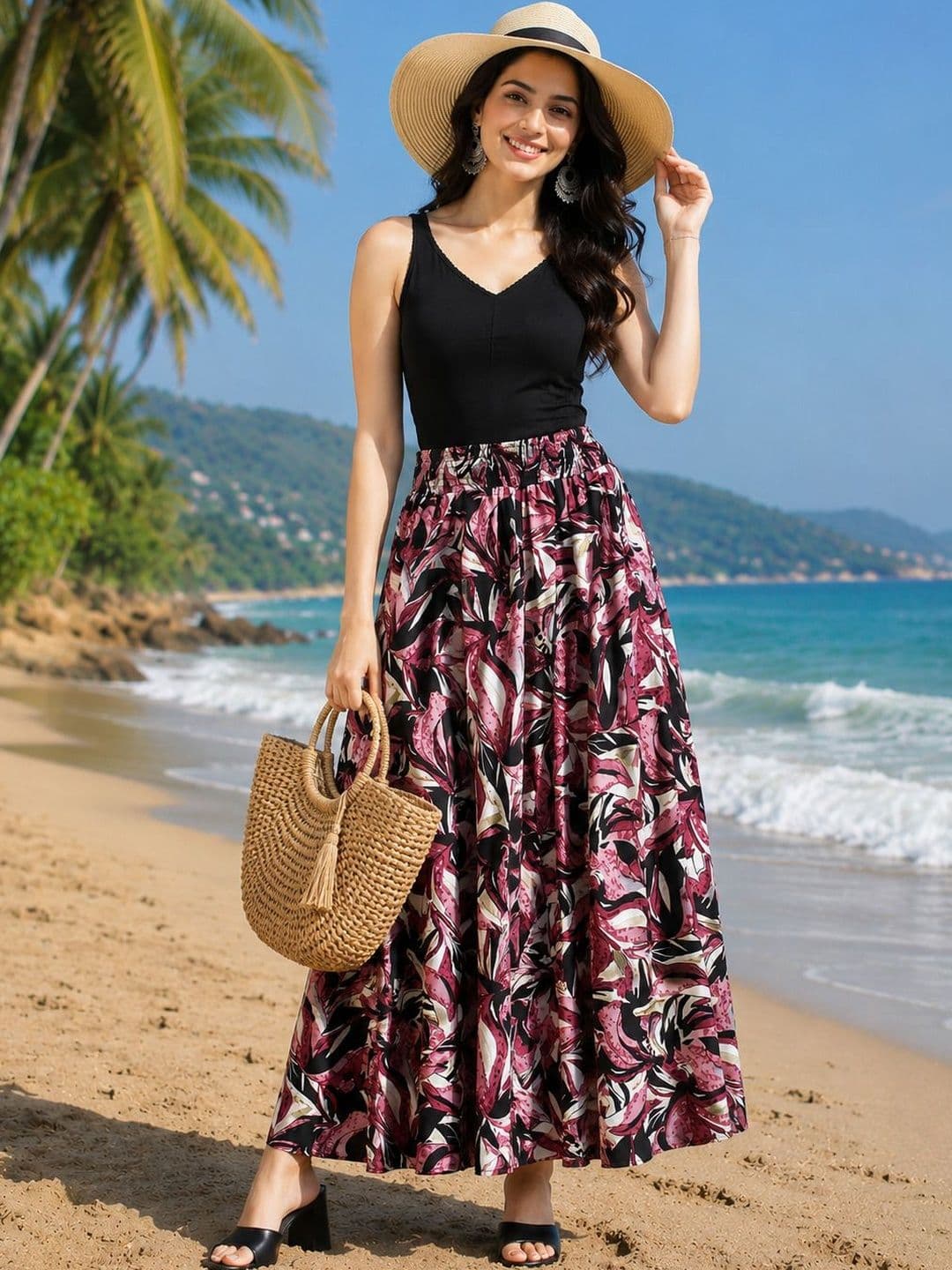 DIVYABHUMI FASHION Women Floral Printed Flared Crepe Palazzos - view 1