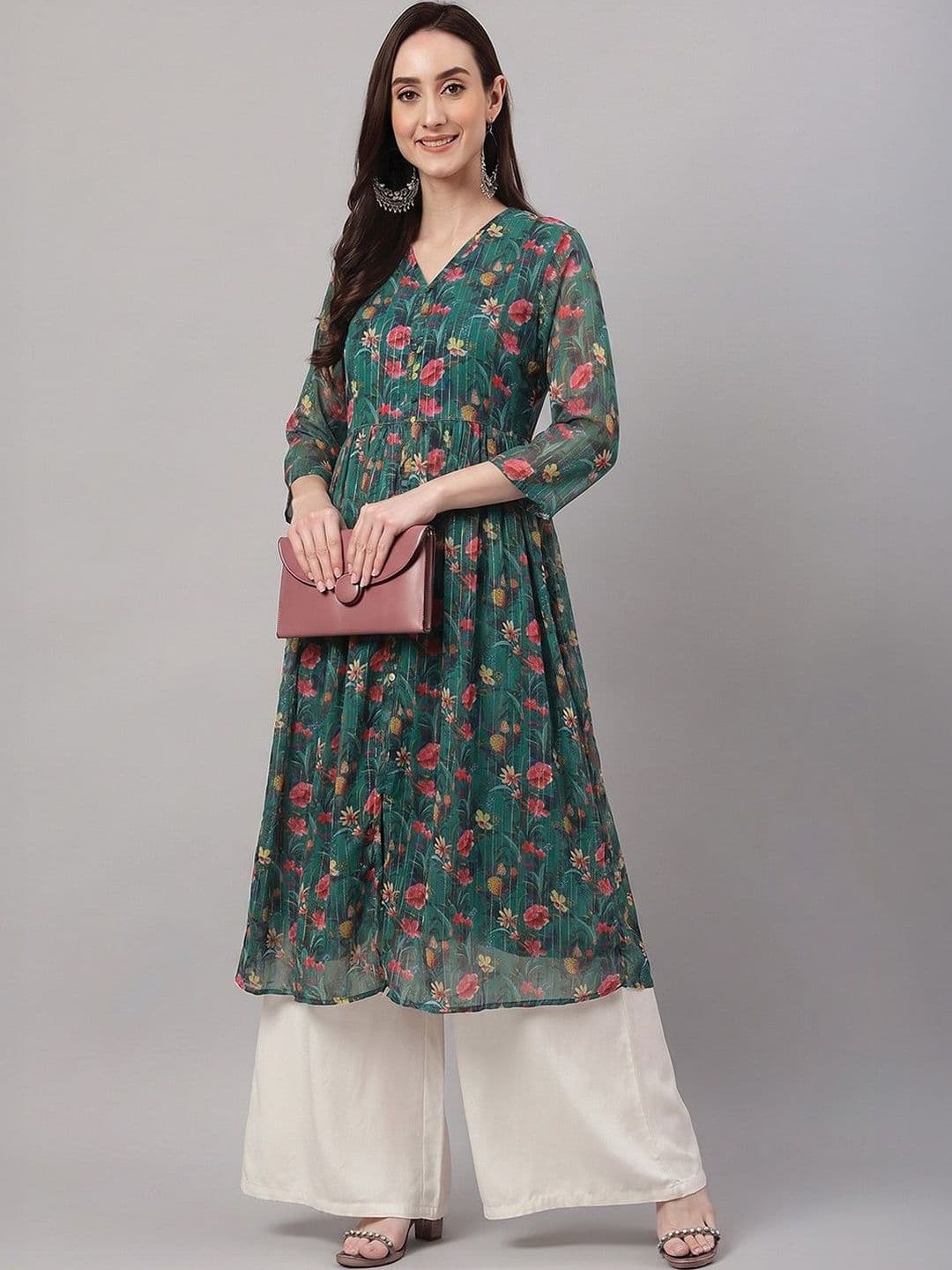 Janasya Women Floral Printed Indie Florals Kurta - view 1