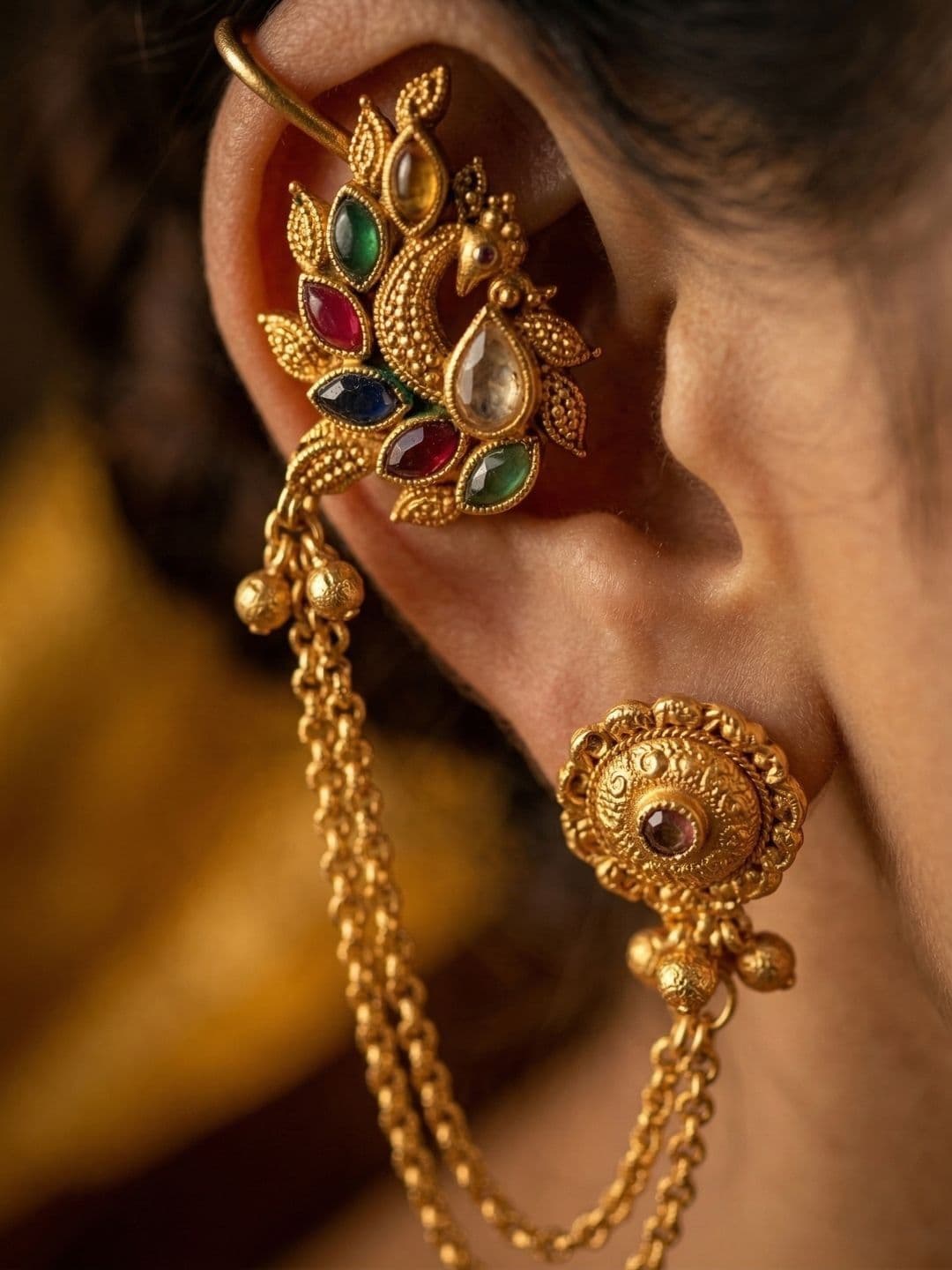 Anouk Peacock Shaped Ear Cuff Earrings - view 1