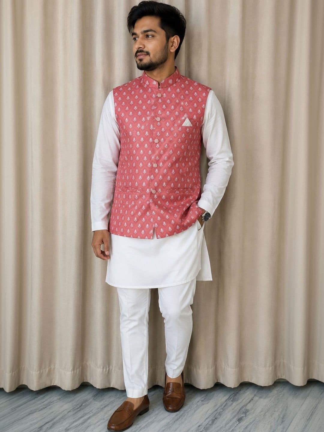 KUTUB FASHION Printed Polyester Woven Nehru Jackets - view 1