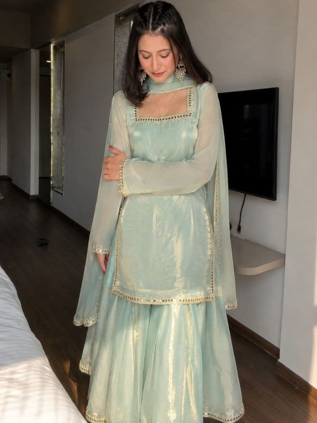 Sharara creations Women Regular Gotta Patti Kurta with Sharara & With Dupatta - view 1