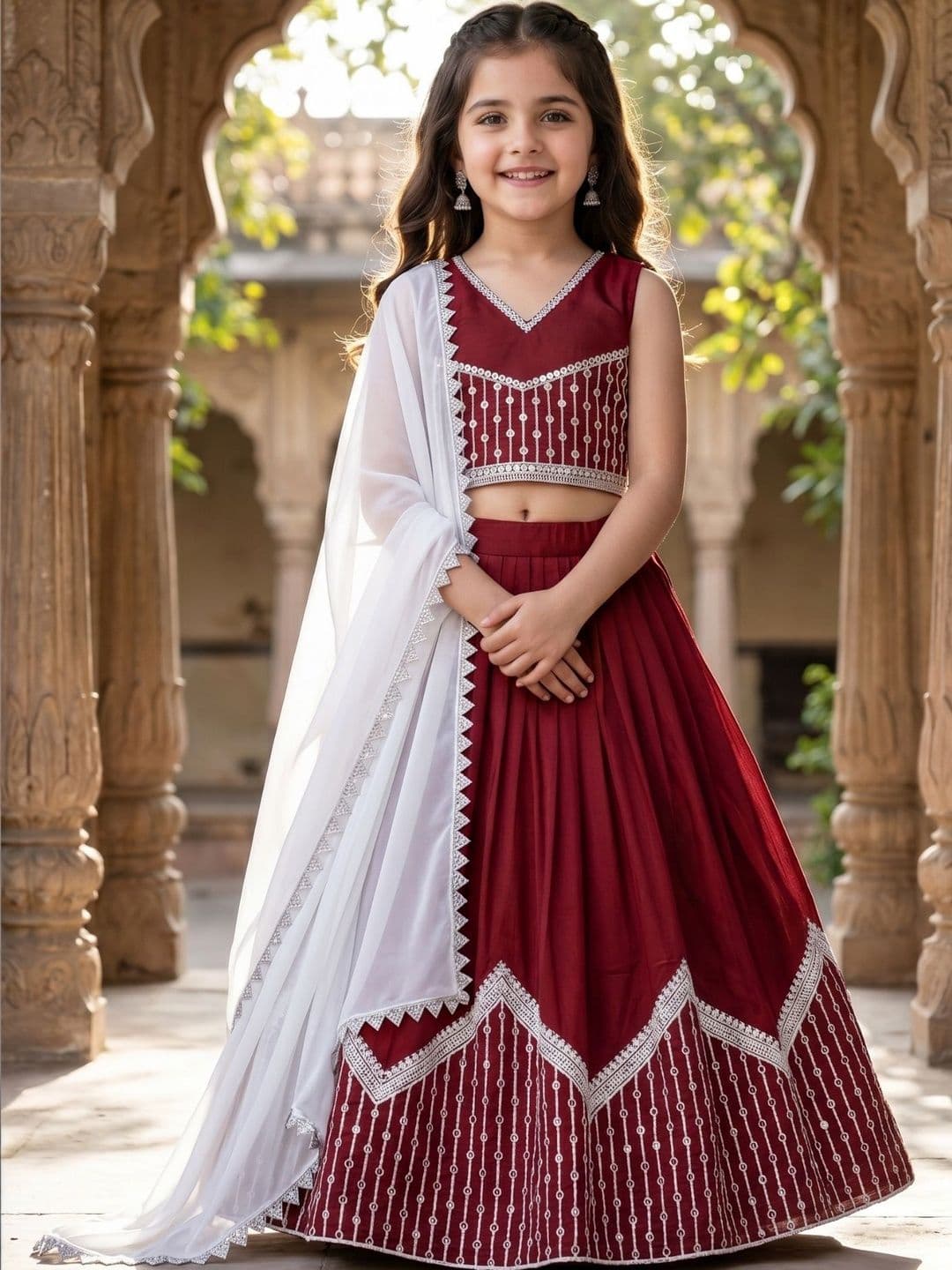 KALINI Girls Embellished Sequinned Ready to Wear Lehenga & Blouse With Dupatta - view 1