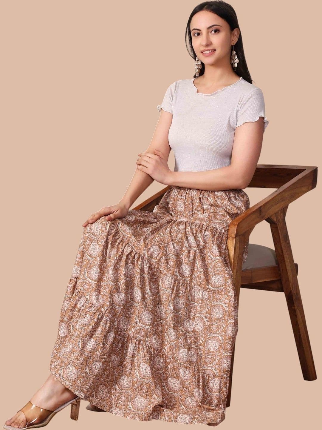 Taziraa Women Floral Tiered Maxi Tiered Skirt - view 1