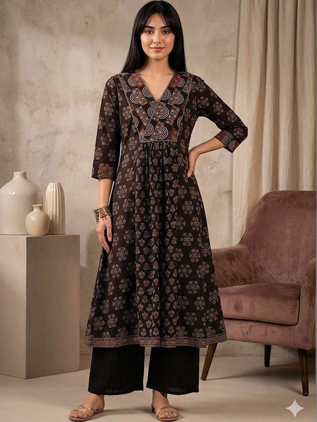 HERE&NOW Women Ethnic Motifs Printed Indie Prints Kurta - view 1