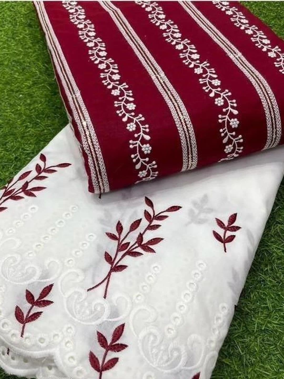 TRYSTON Embroidered Pure Cotton Unstitched Dress Material - view 1