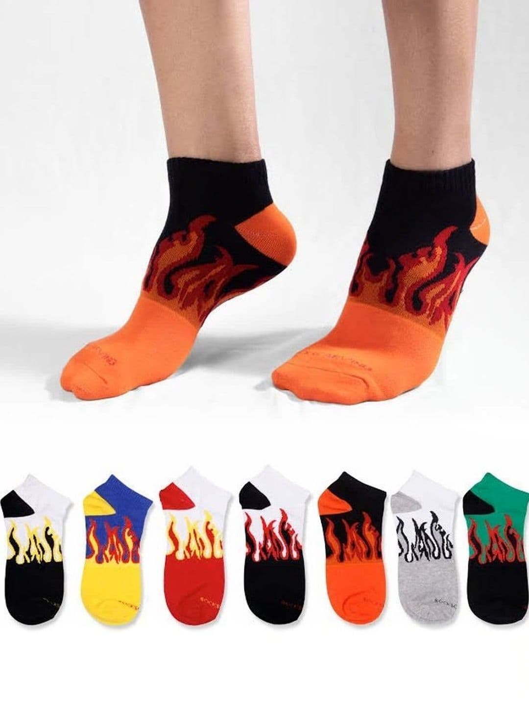 REDCARP Men Pack of 7 Cotton Patterned Ankle Length Socks - view 1