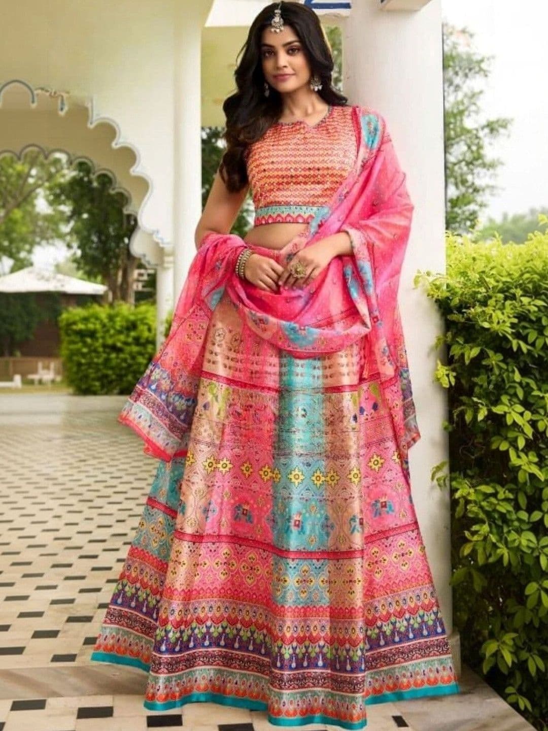 Sangria Embellished Sequinned Semi-Stitched Lehenga & Blouse With Dupatta - view 1