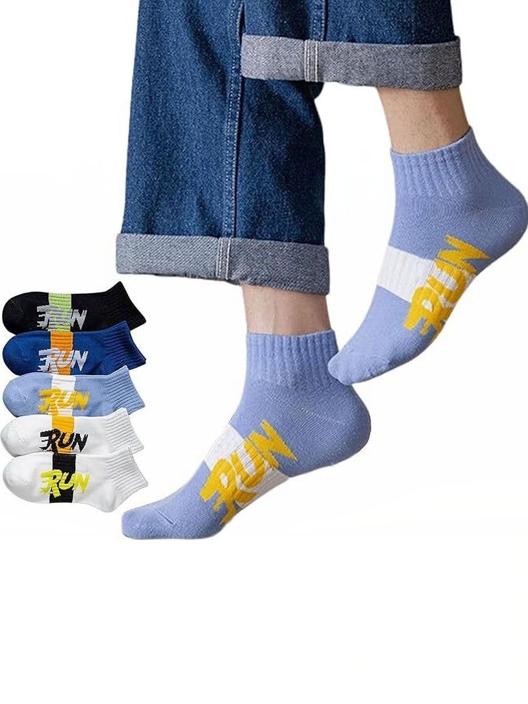 REDCARP Men Pack of 5 Cotton Patterned Ankle Length Socks - view 1