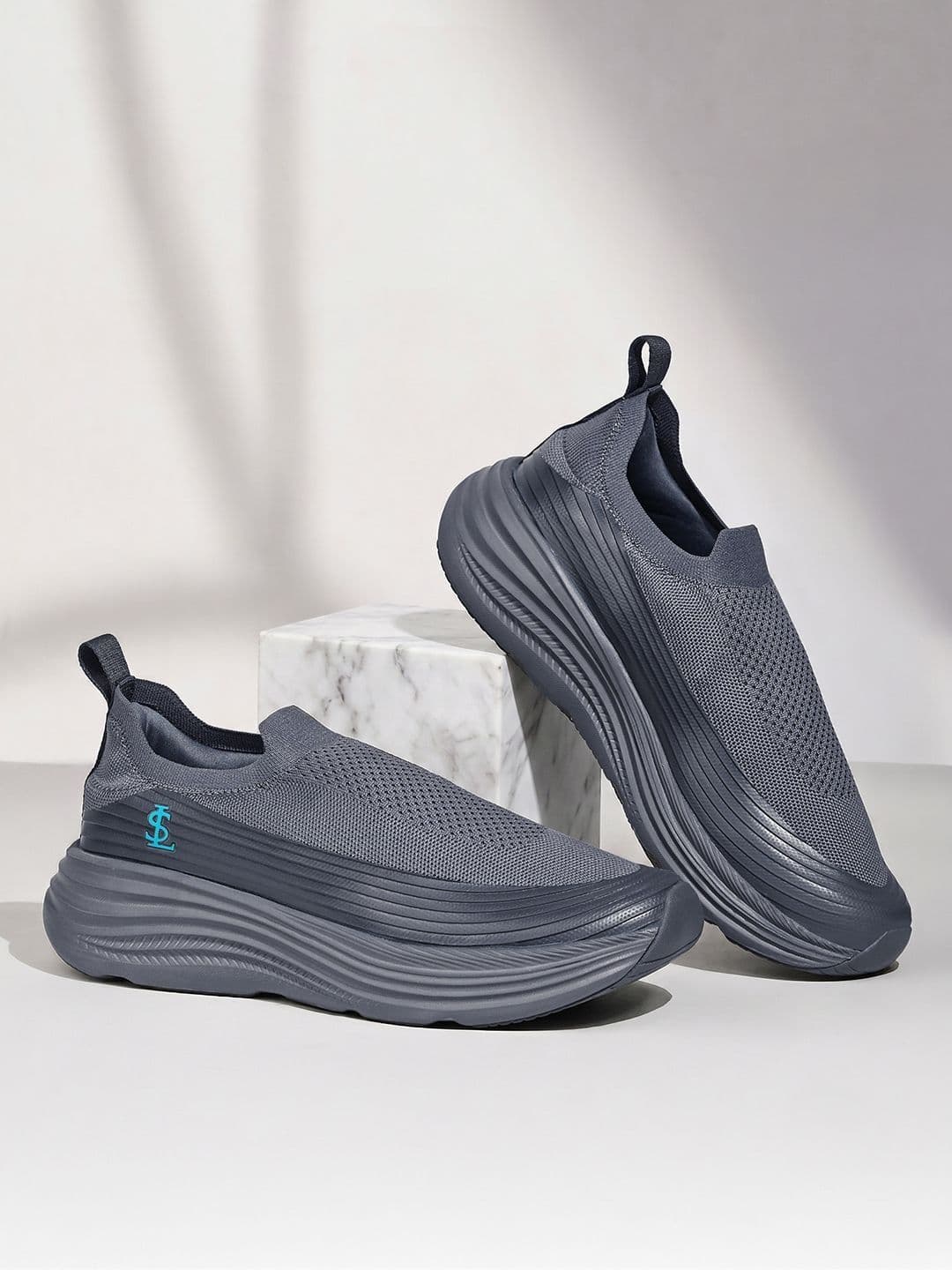 LOUIS STITCH Mens Graphite Grey RISE X Ultra Lightweight Athleisure Slip On Shoes - view 1