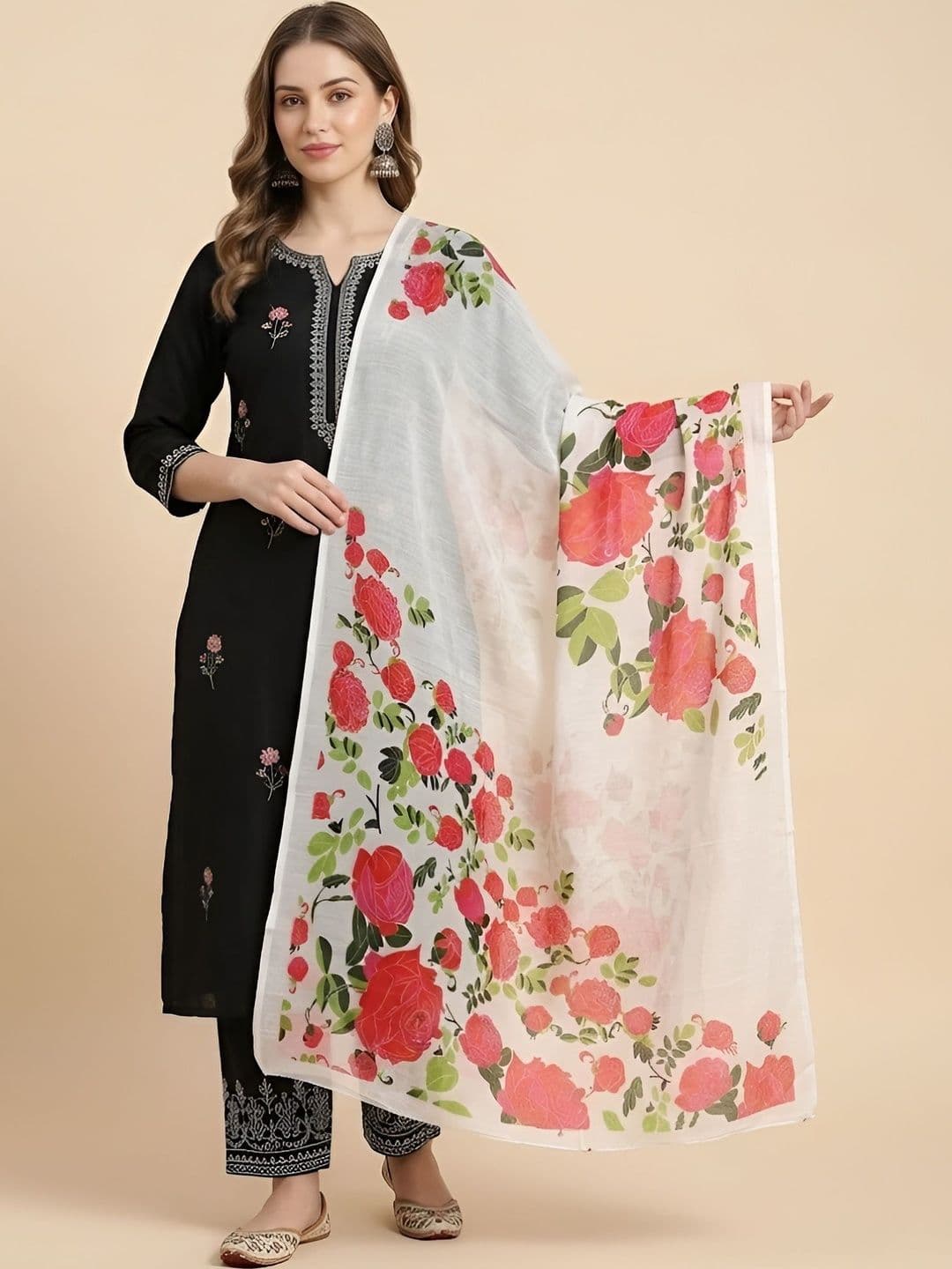 MUFFLY Printed Linen Blend Dupatta - view 1