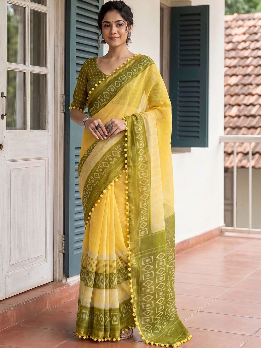 Anouk Rustic Ethnic Motifs Ikat Ready to Wear Saree - view 1