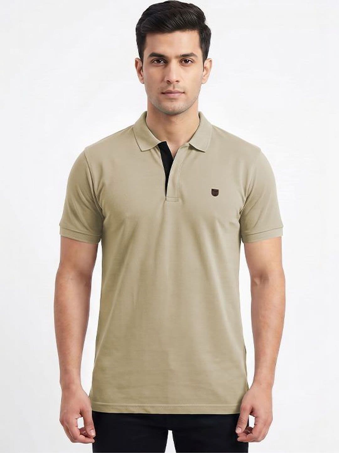 Plugin Khaki Polo Collar Regular Fit T-shirt - view 1