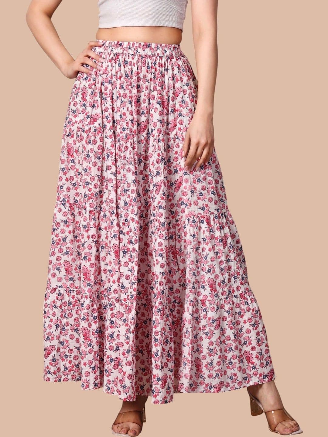 Sangria Women Pure Cotton Blend Floral Maxi A-Line Skirt - view 1