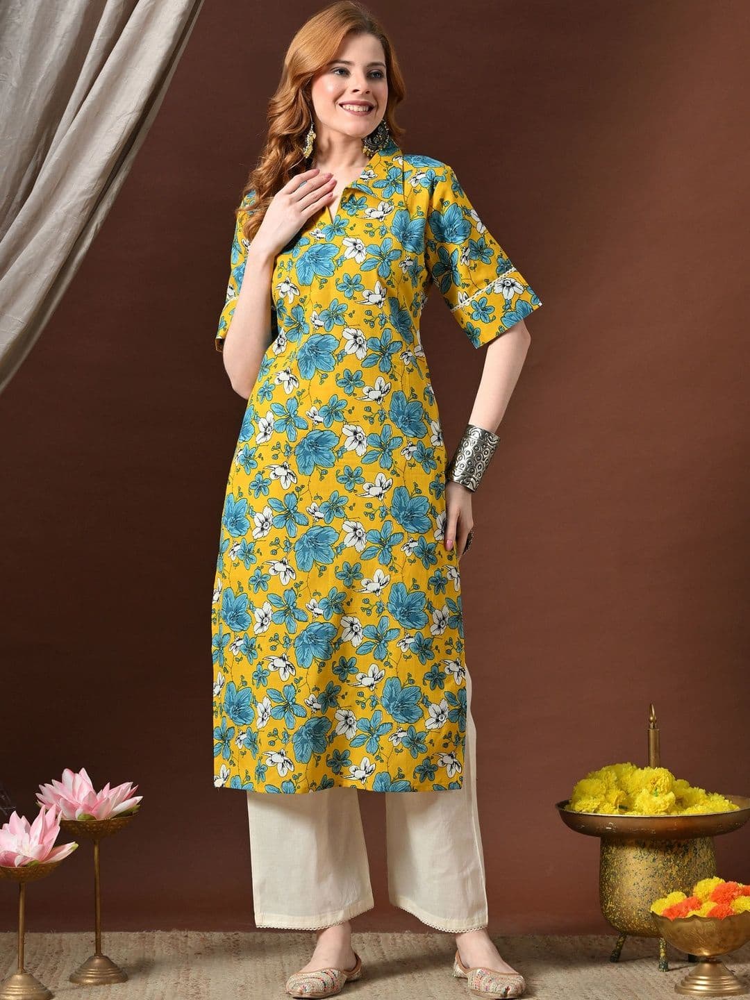 JEMCY Women Floral Printed Indie Florals Kurta - view 1