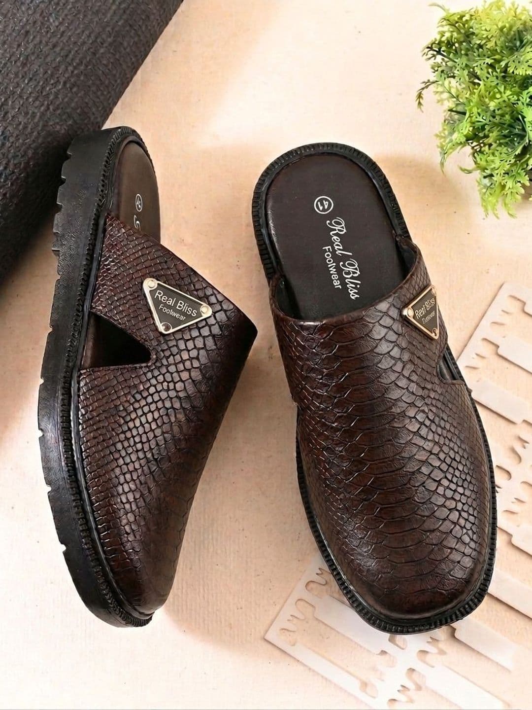 REAL BLISS Men Leather Slip-On Comfort Sandals - view 1