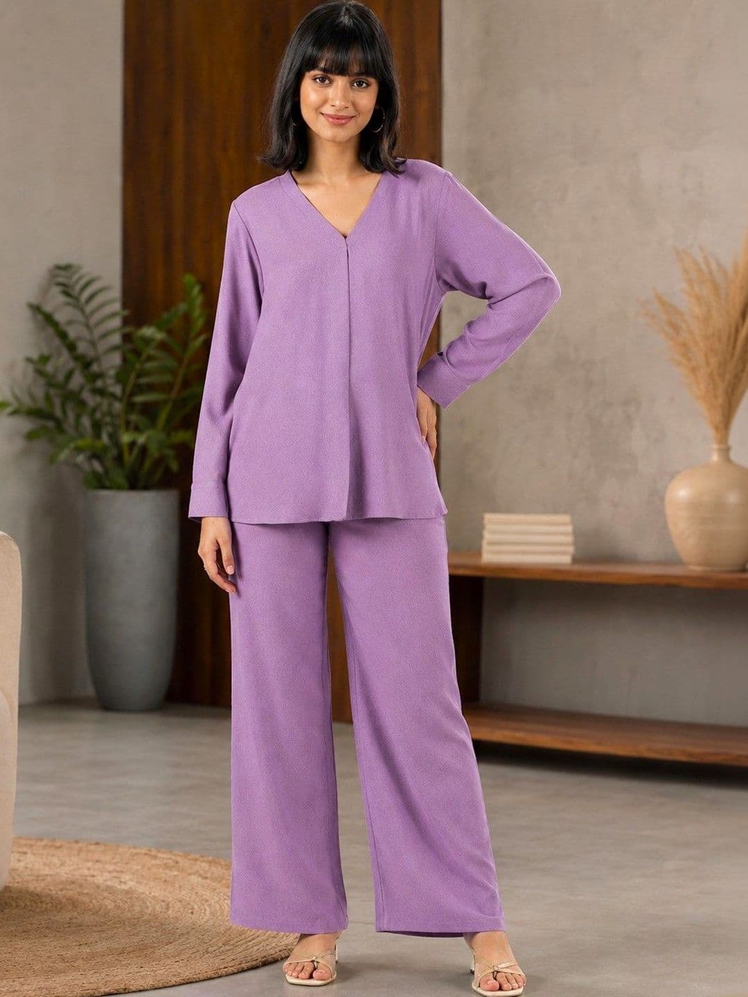 SZN Linen Solid Top with Trousers - view 1