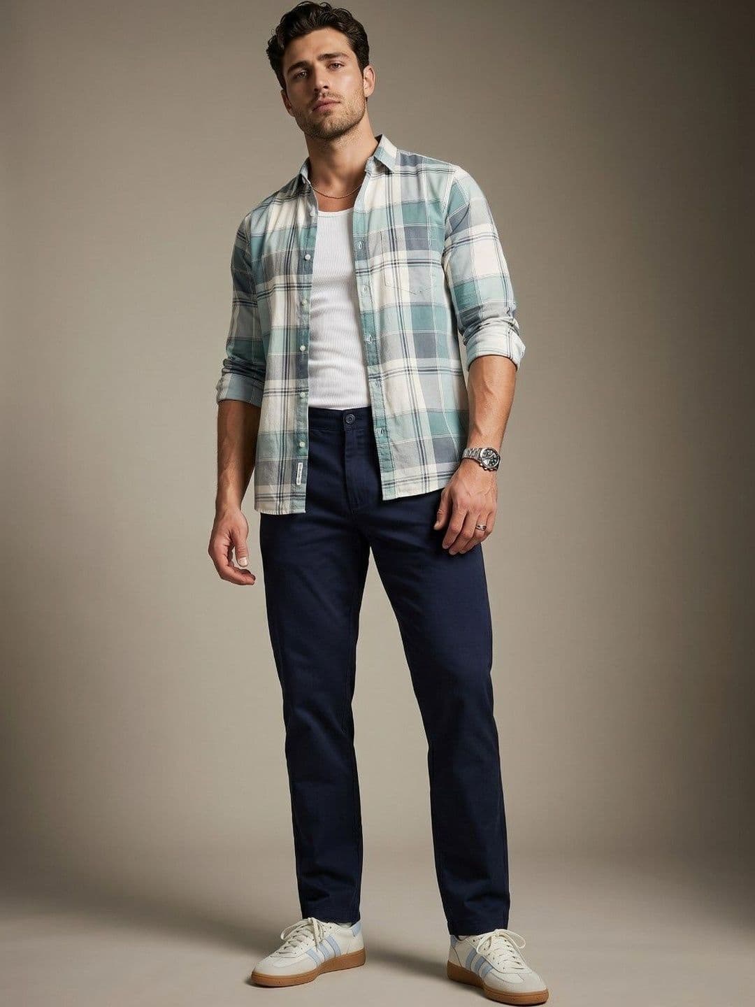 glitchez Men Slim Fit Checked Casual Shirt