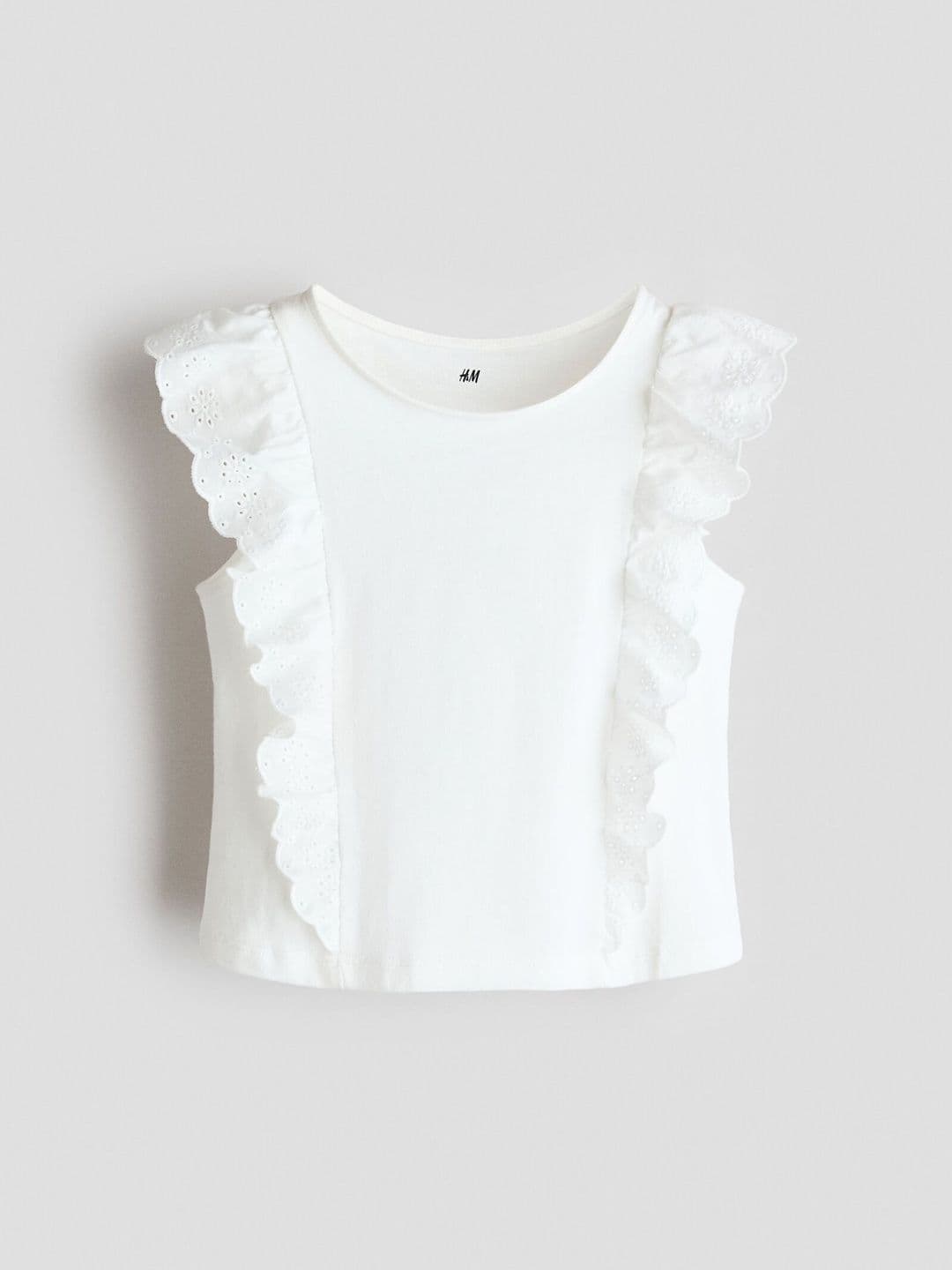 H&M Frill-trimmed Cotton Top - view 1