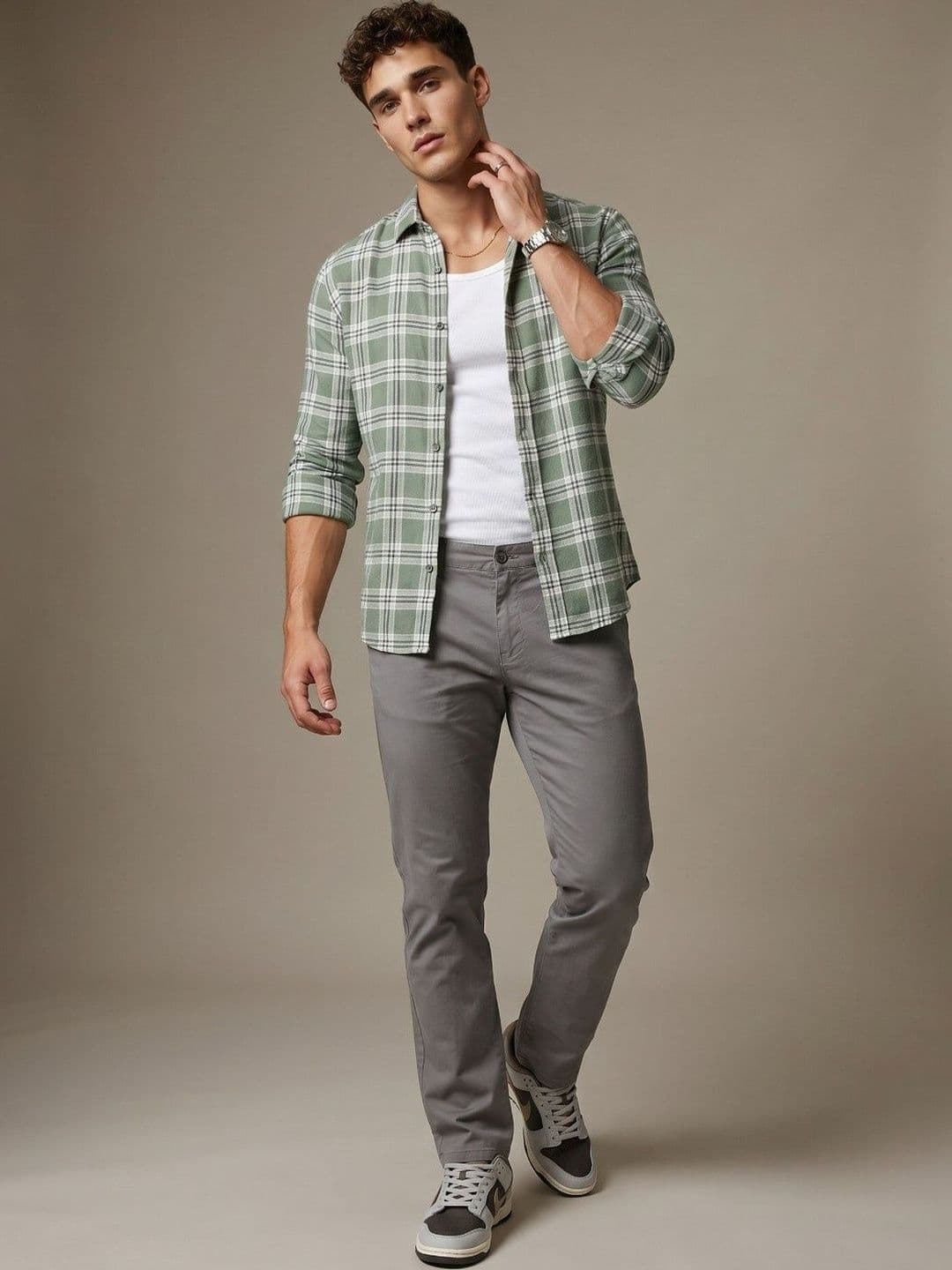 glitchez Men Slim Fit Checked Casual Shirt - view 1