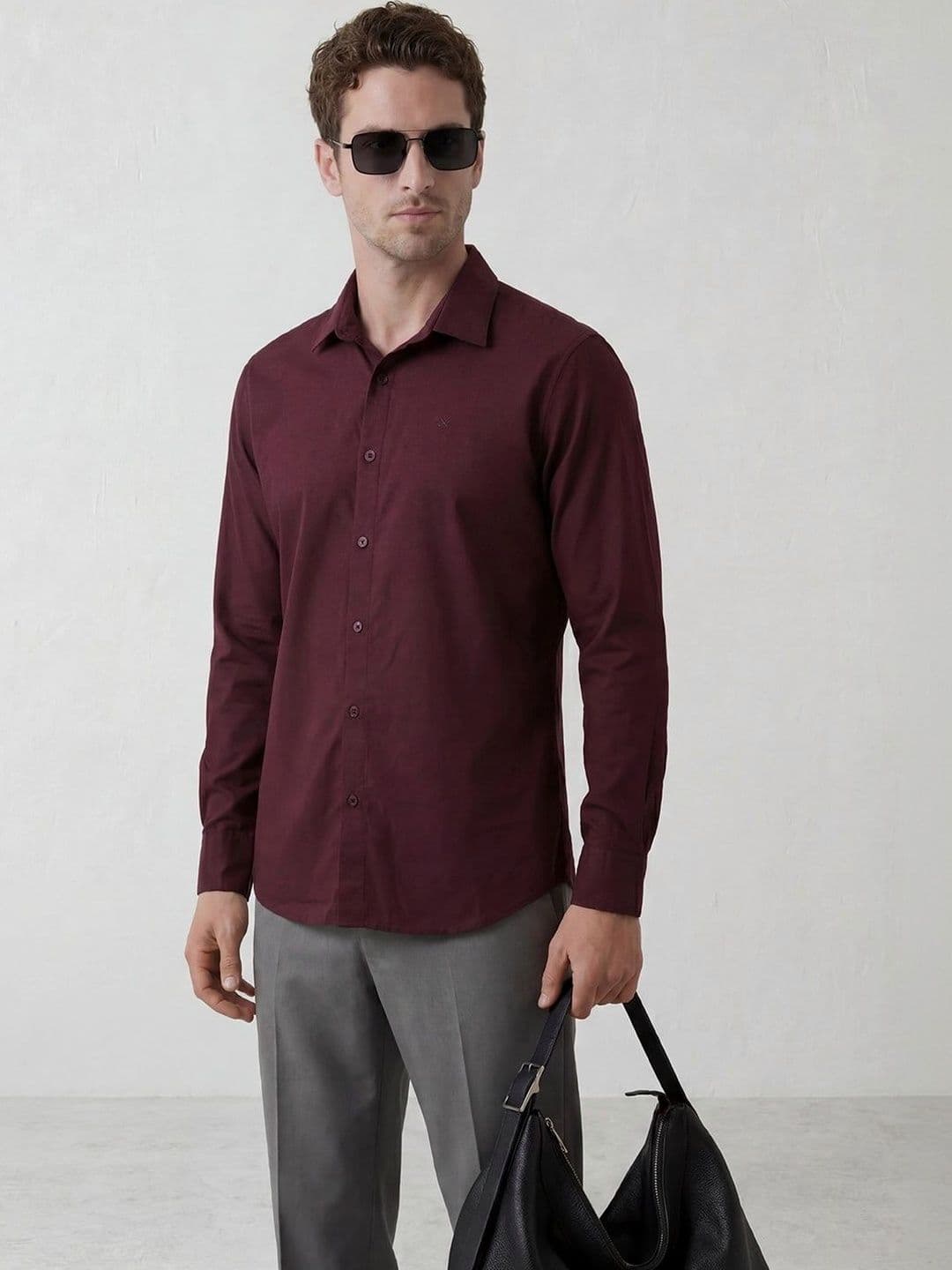WROGN Men Solid Slim Fit Satin Casual Shirt - view 1