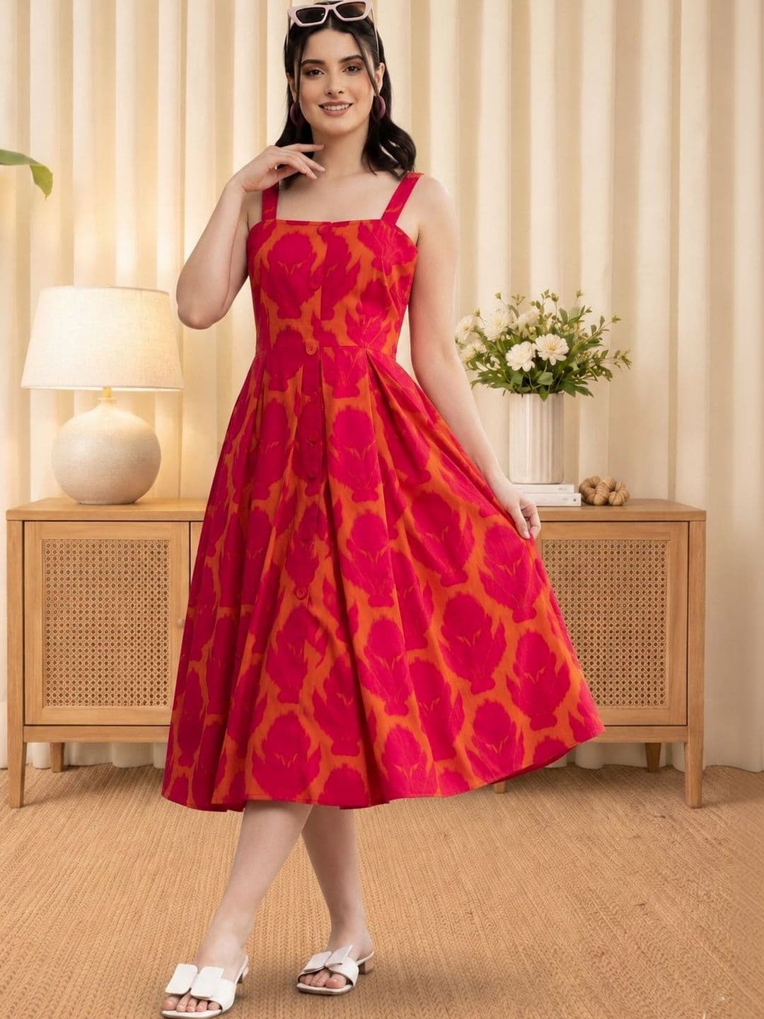 HERE&NOW Print Crepe Fit & Flare Midi Dress - view 1