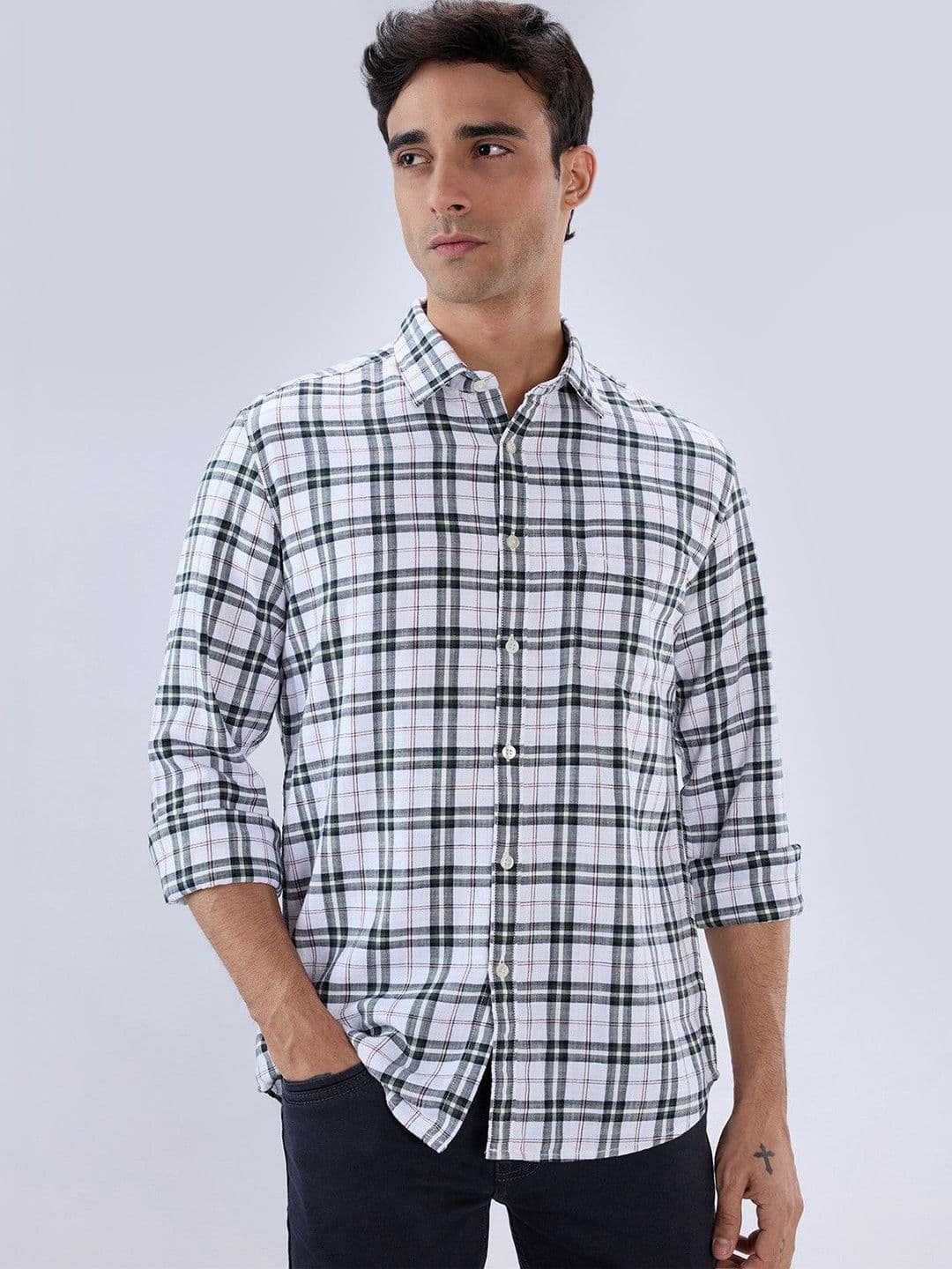 Parx Men Slim Fit Tartan Checks Checked Casual Shirt - view 1