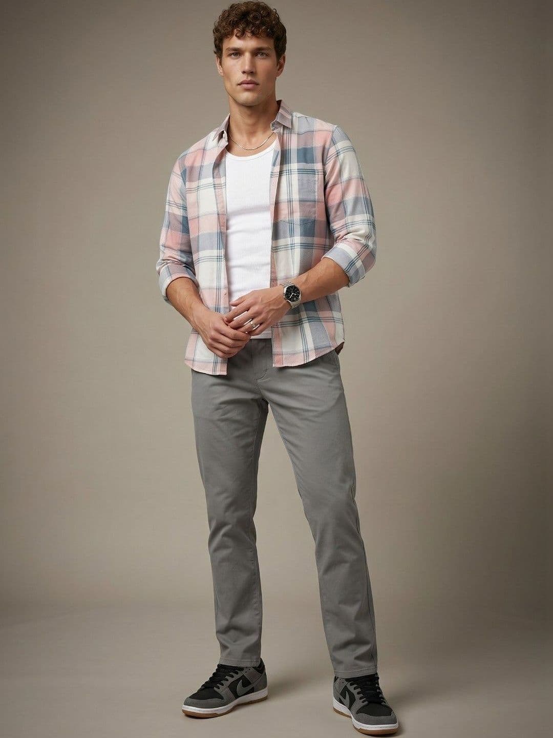 glitchez Men Slim Fit Checked Casual Shirt