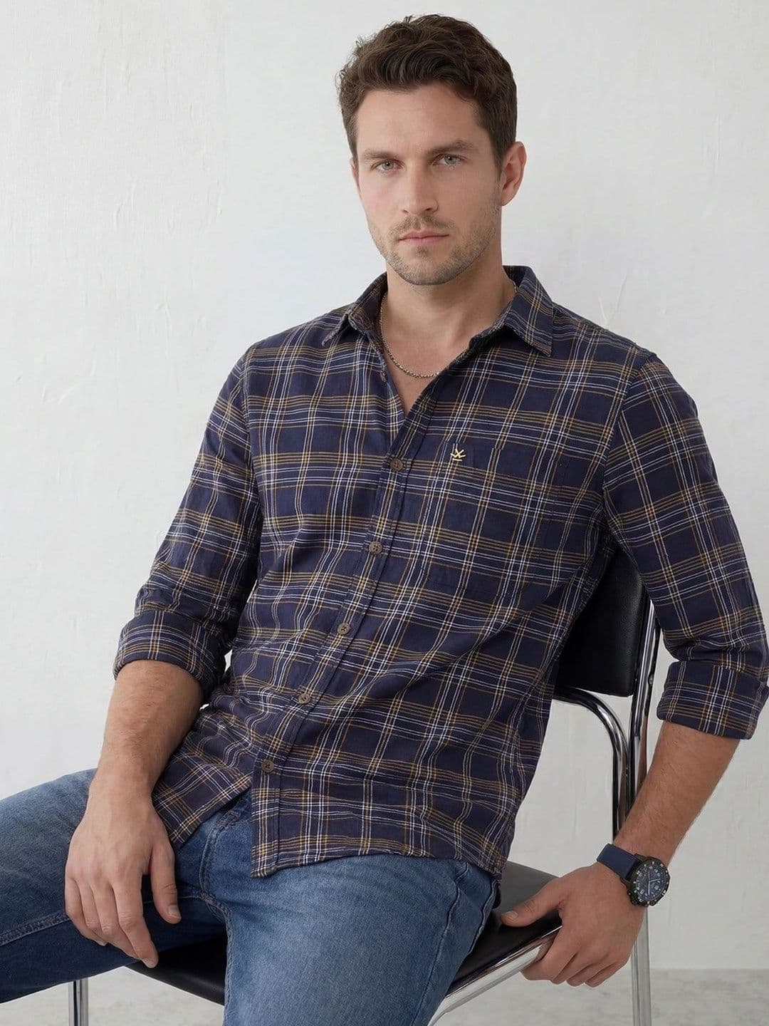 WROGN Men Slim Fit Checked Casual Shirt - view 1