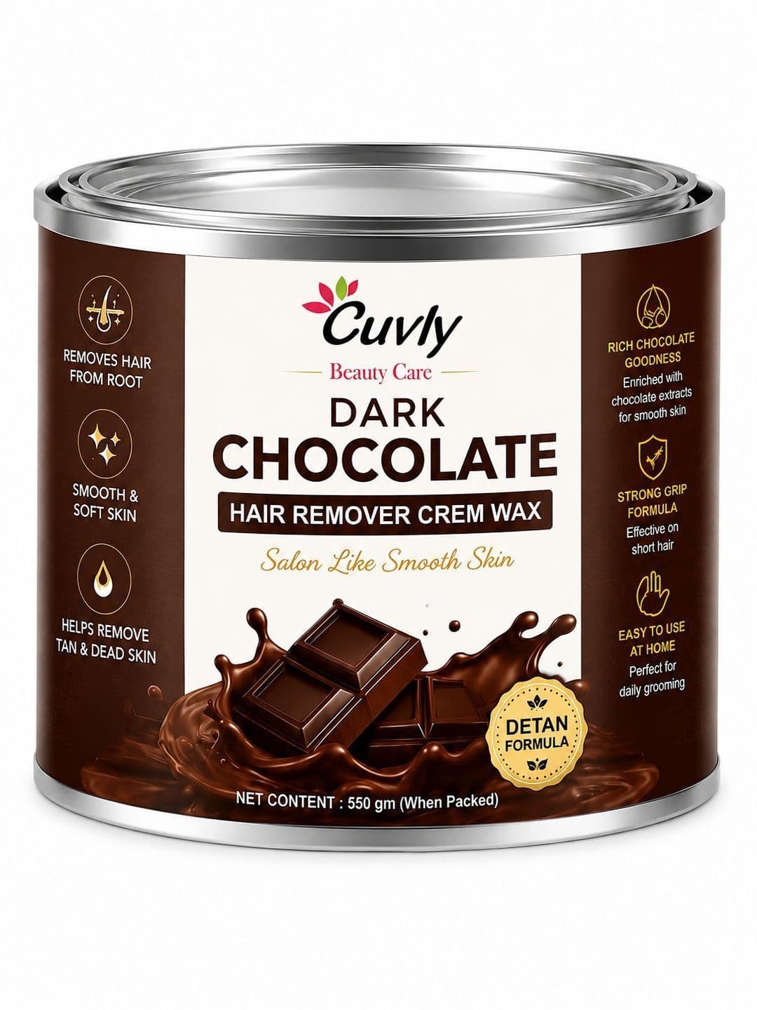 CUVLY Women Set Of 2 Body Care Detan Chocolate Wax For Body Hair Removal - 550g Each - view 1