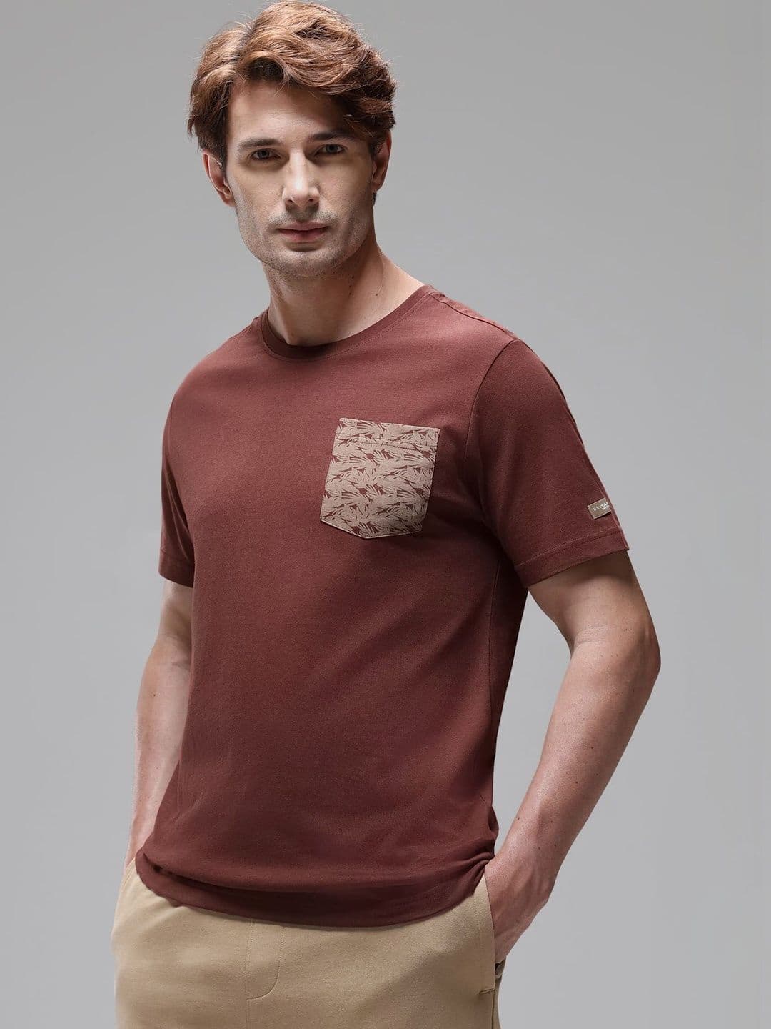 U.S. Polo Assn. Men Brown Round Neck Lounge T-Shirt - view 1