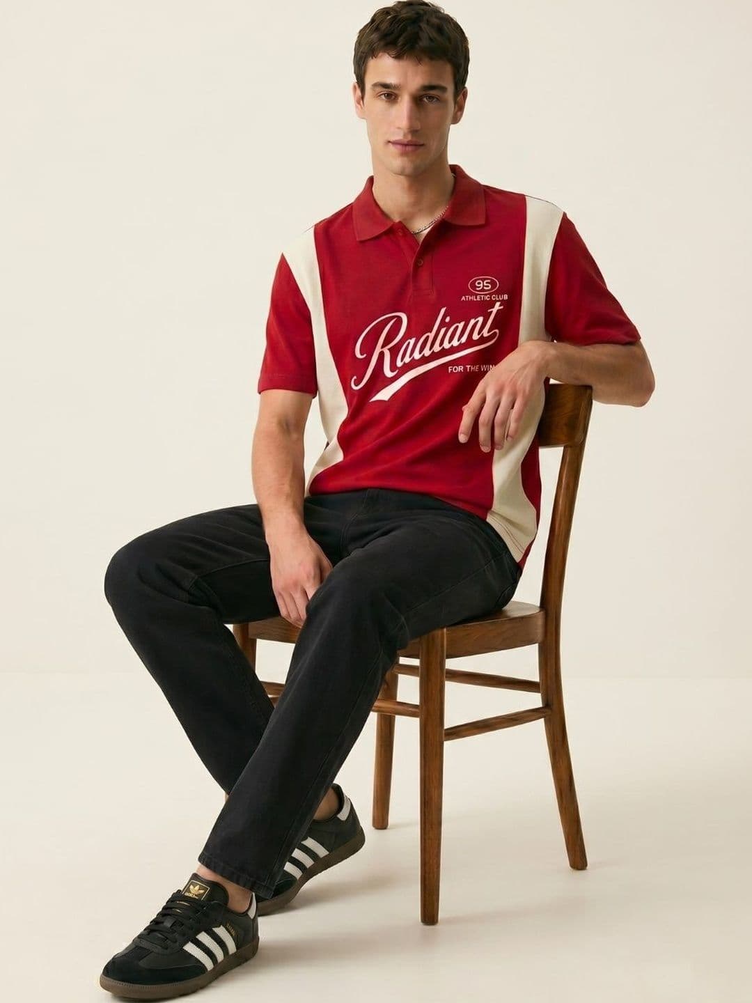 CLUB 44 Men Typography Colourblocked Polo Collar T-shirt - view 1