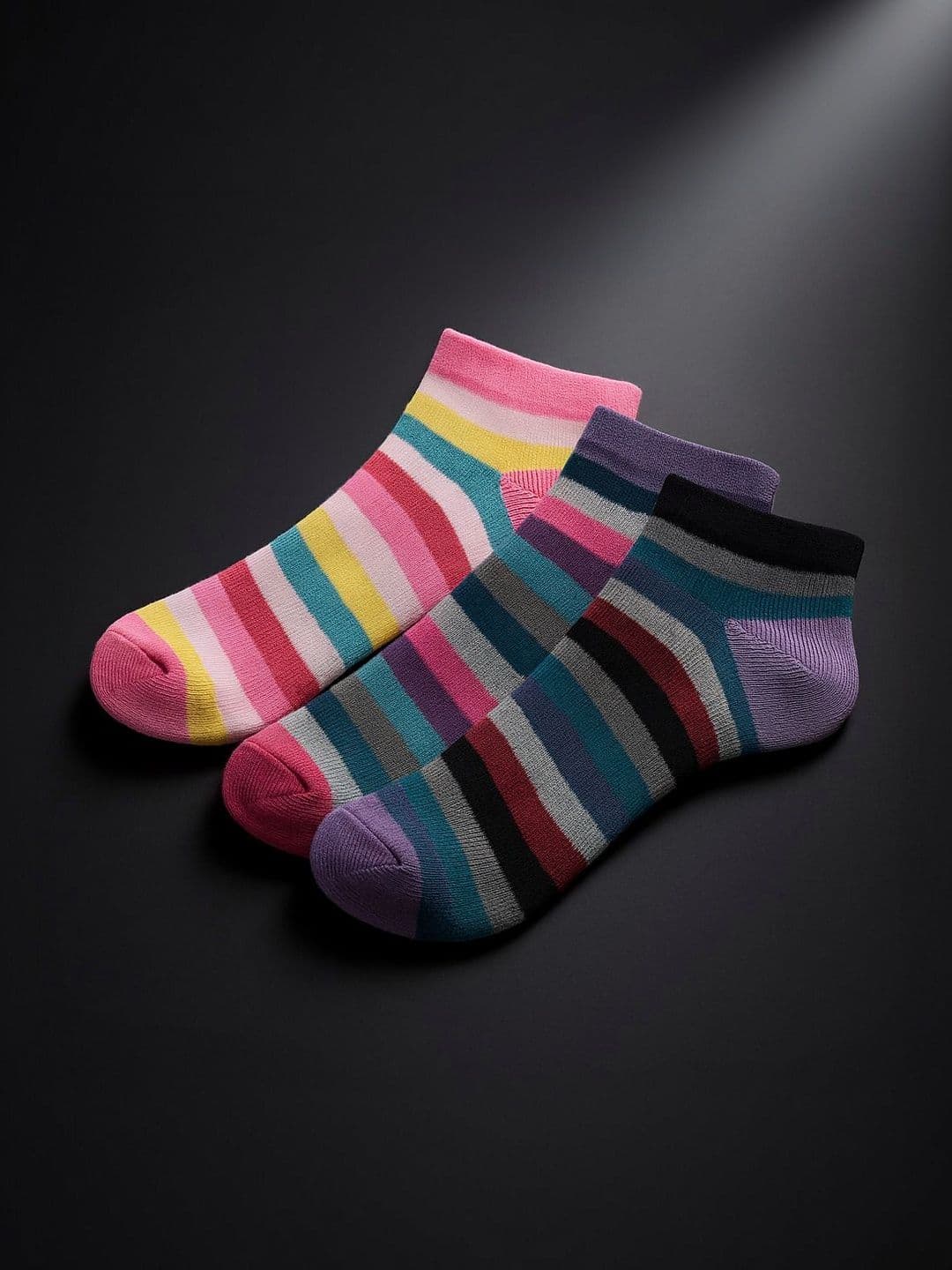 Blacktank Men Pack of 3 Cotton Striped Ankle Length Socks - view 1