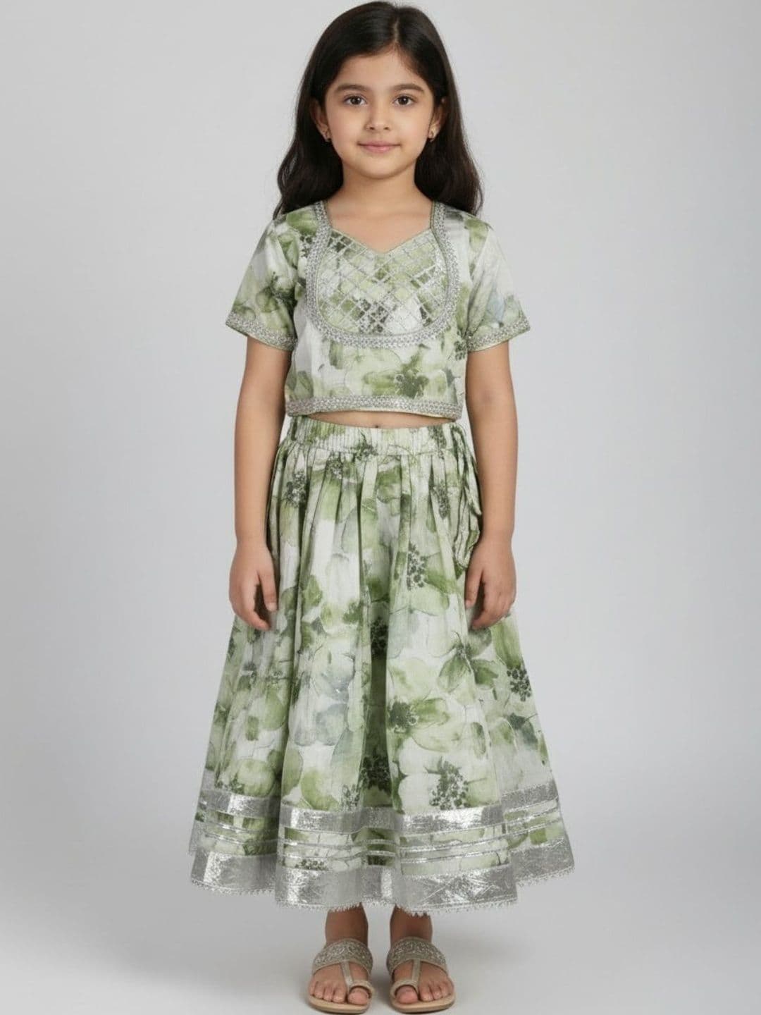 Sangria Girls Printed Sequined Ready to Wear Lehenga - view 1