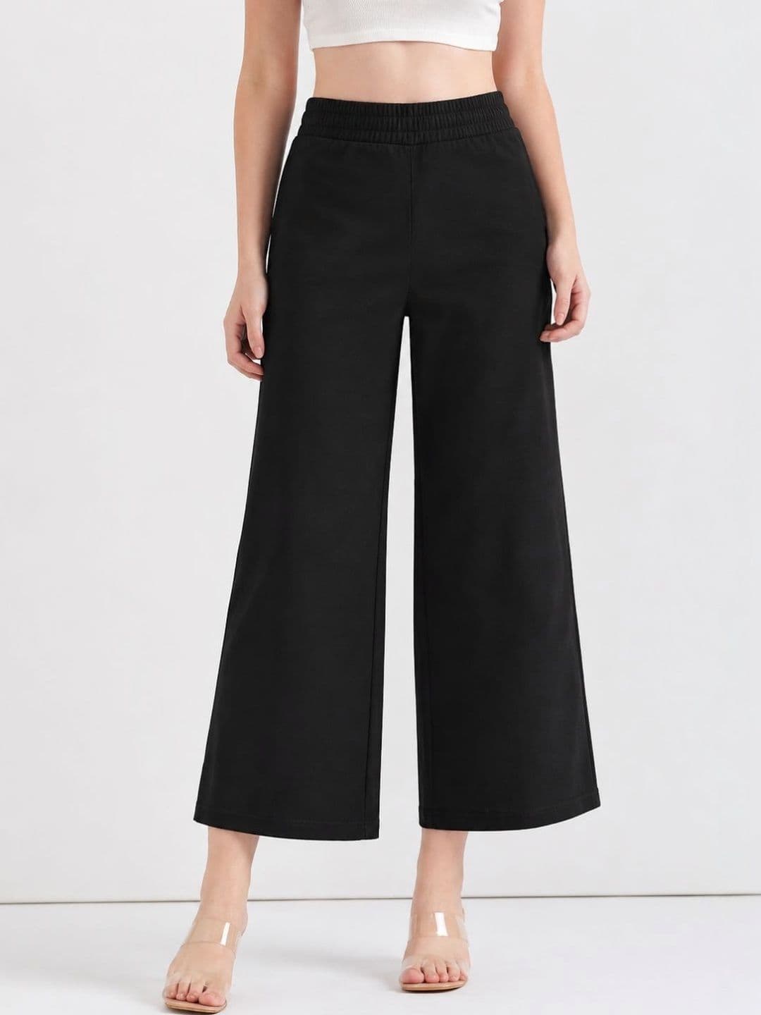 swingal Women Black Airy Cotton Ethnic Palazzo - view 1