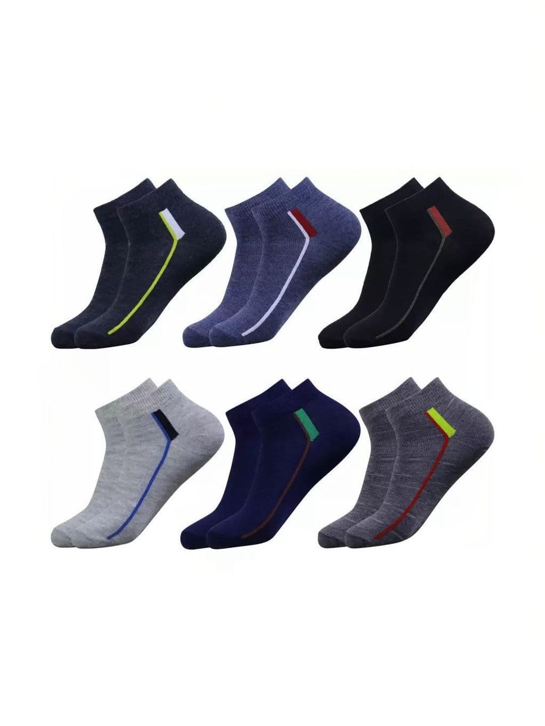 Blacktank Men Pack of 6 Cotton Colourblocked Ankle Length Socks - view 1
