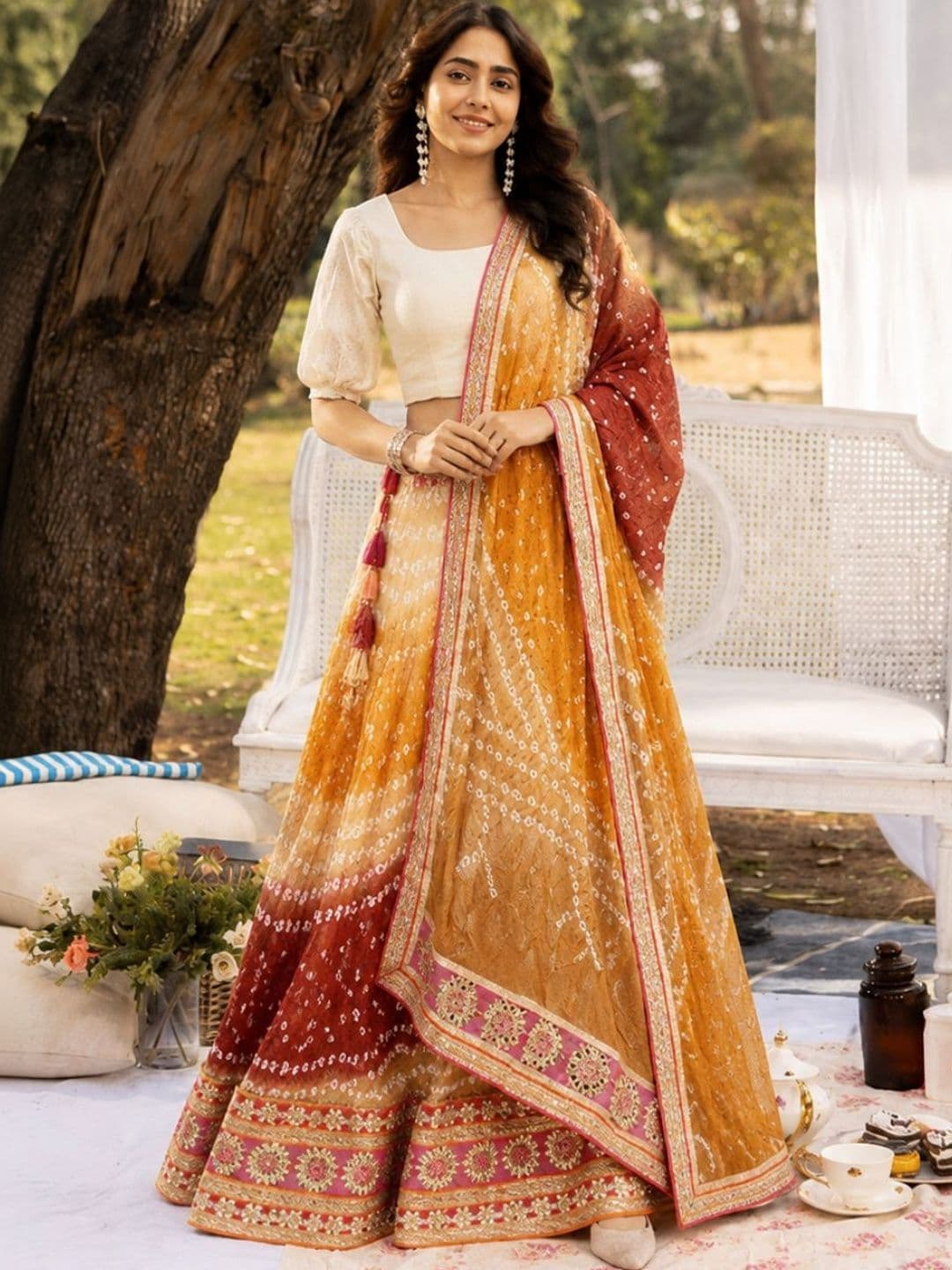 Geroo Luxe Sequinned Semi-Stitched Lehenga & Ready to Wear Blouse With Dupatta - view 1