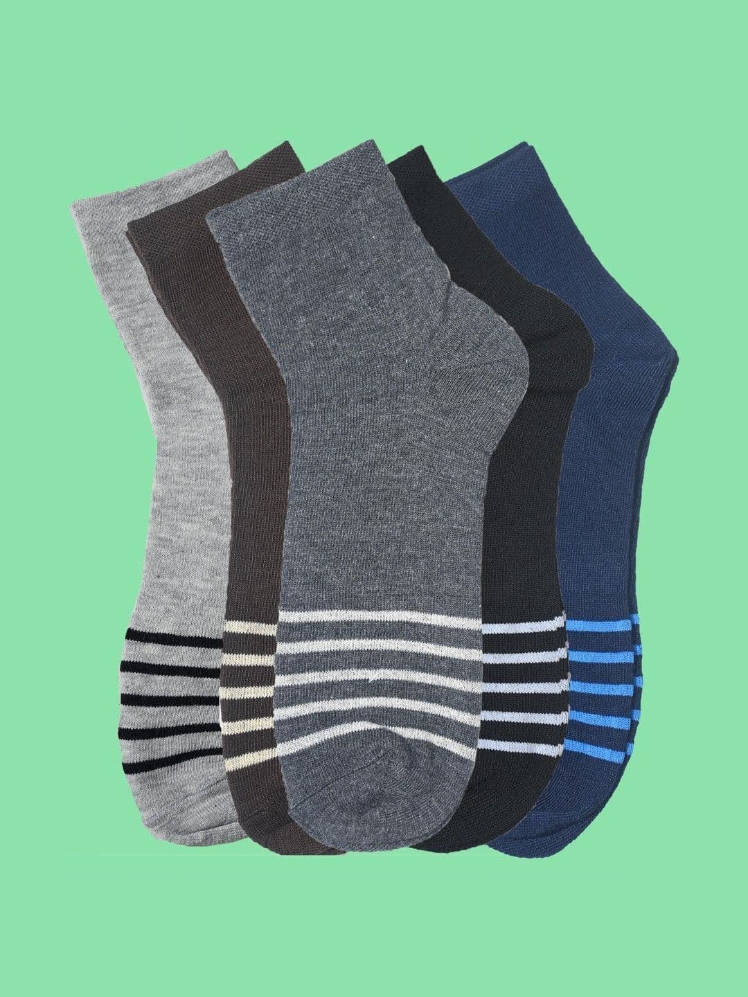 T.T. Men Pack of 5 Cotton Assorted Striped Above Ankle Socks - view 1