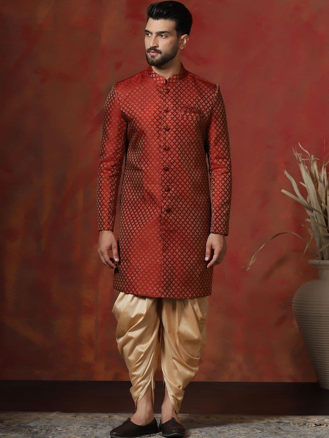 SOURAGYA Embroidered Mandarin Collar Sherwani