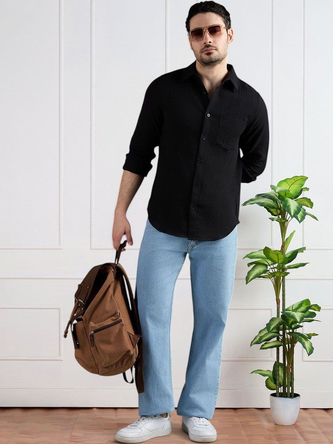 THE SHIRT CODE Men Regular Fit Solid Pure Cotton Casual Shirt - view 1